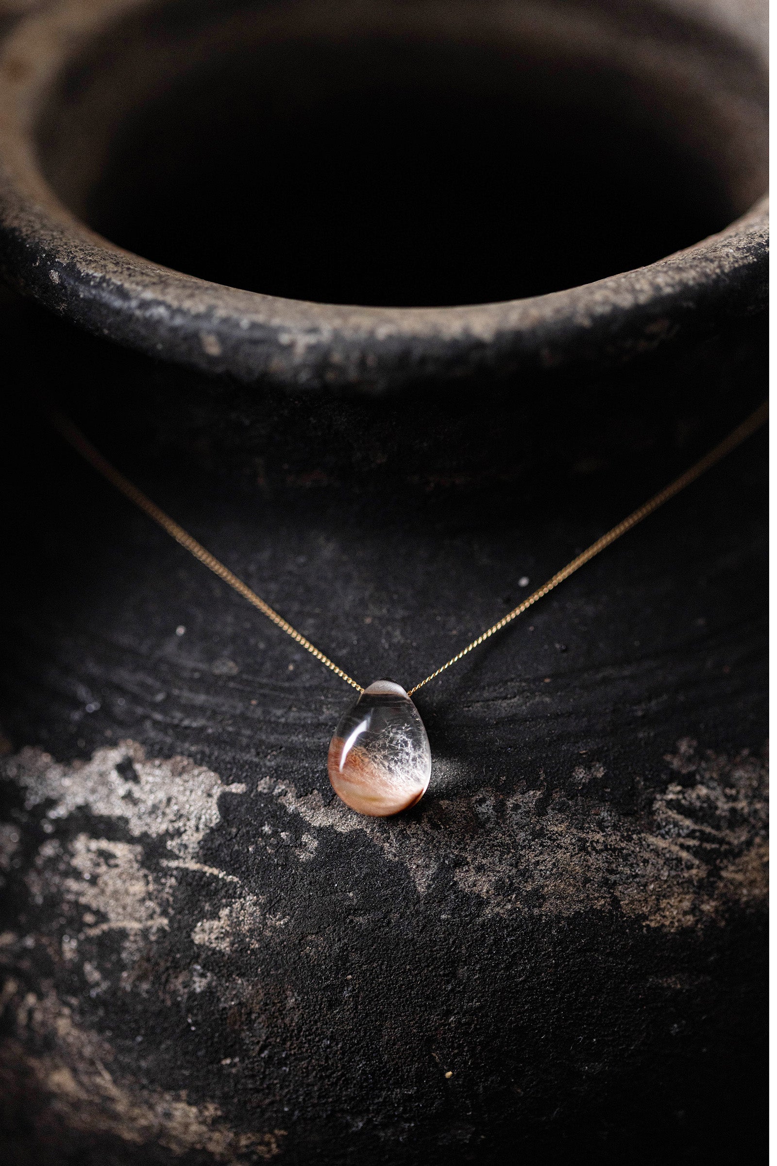 18K necklace ( tangerine quartz )