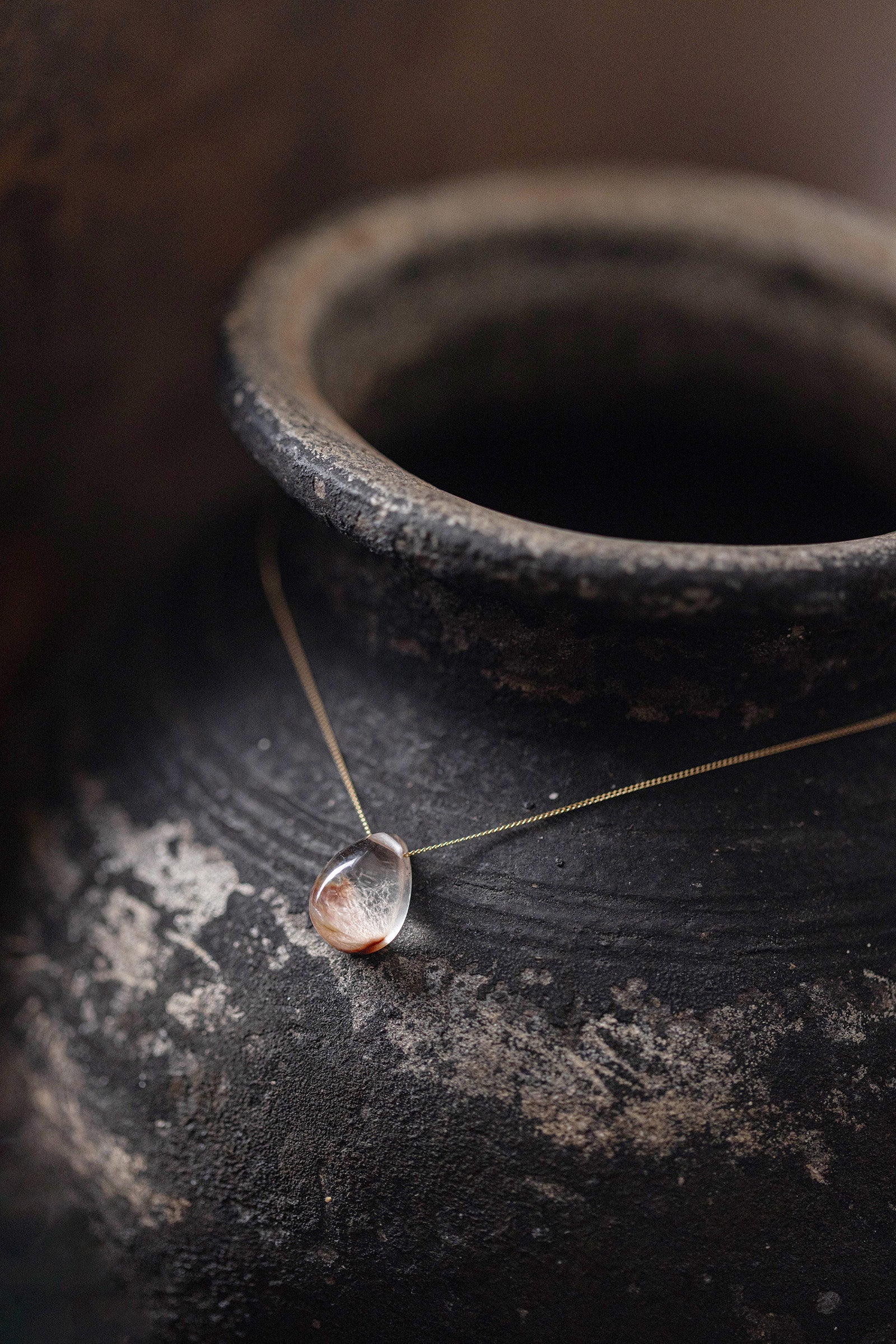 18K necklace ( tangerine quartz )