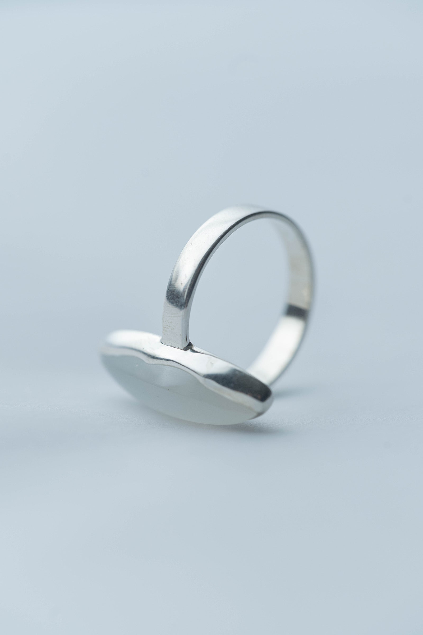 silver ring 3mm flat band moonstone marquise