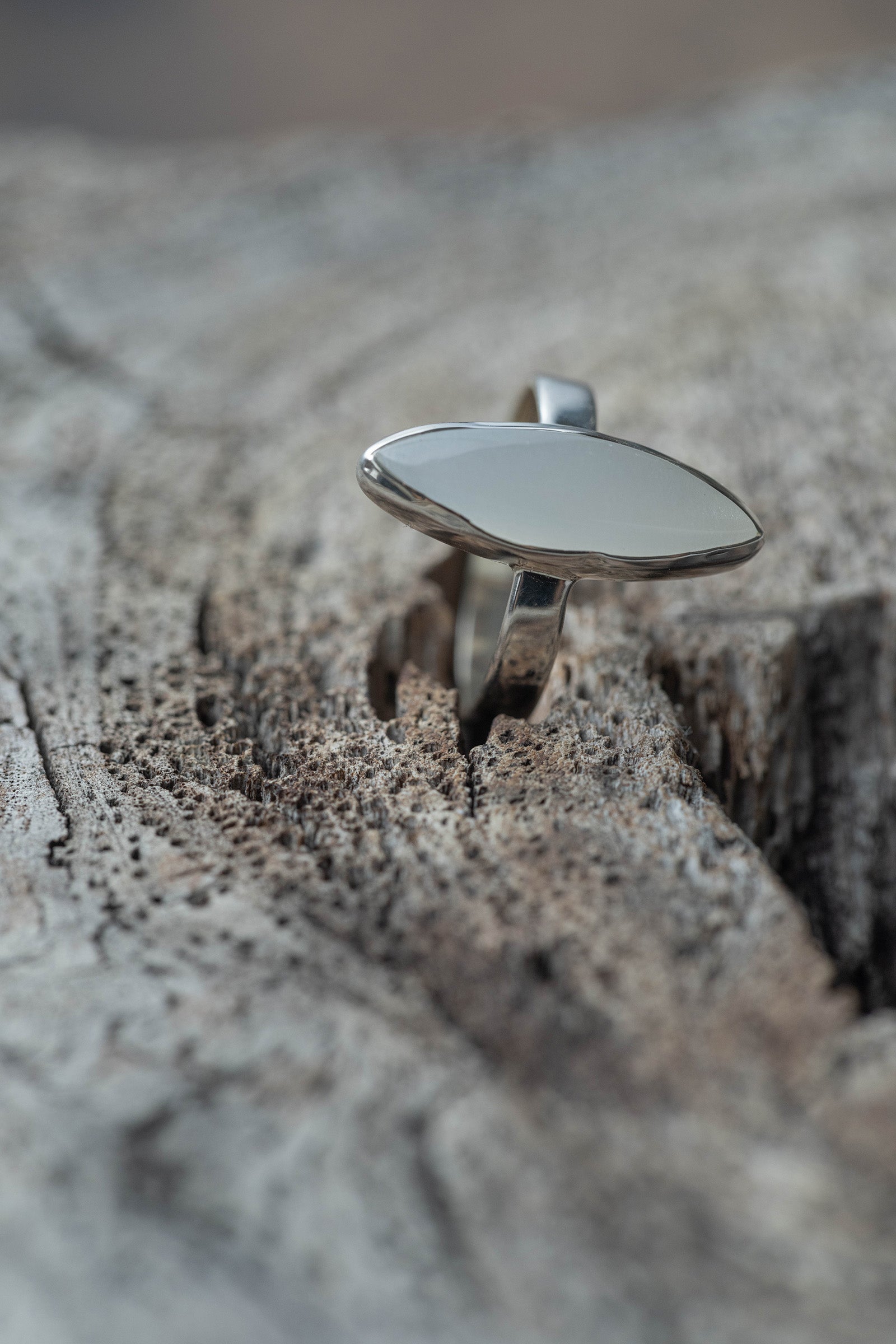 silver ring 3mm flat band moonstone marquise
