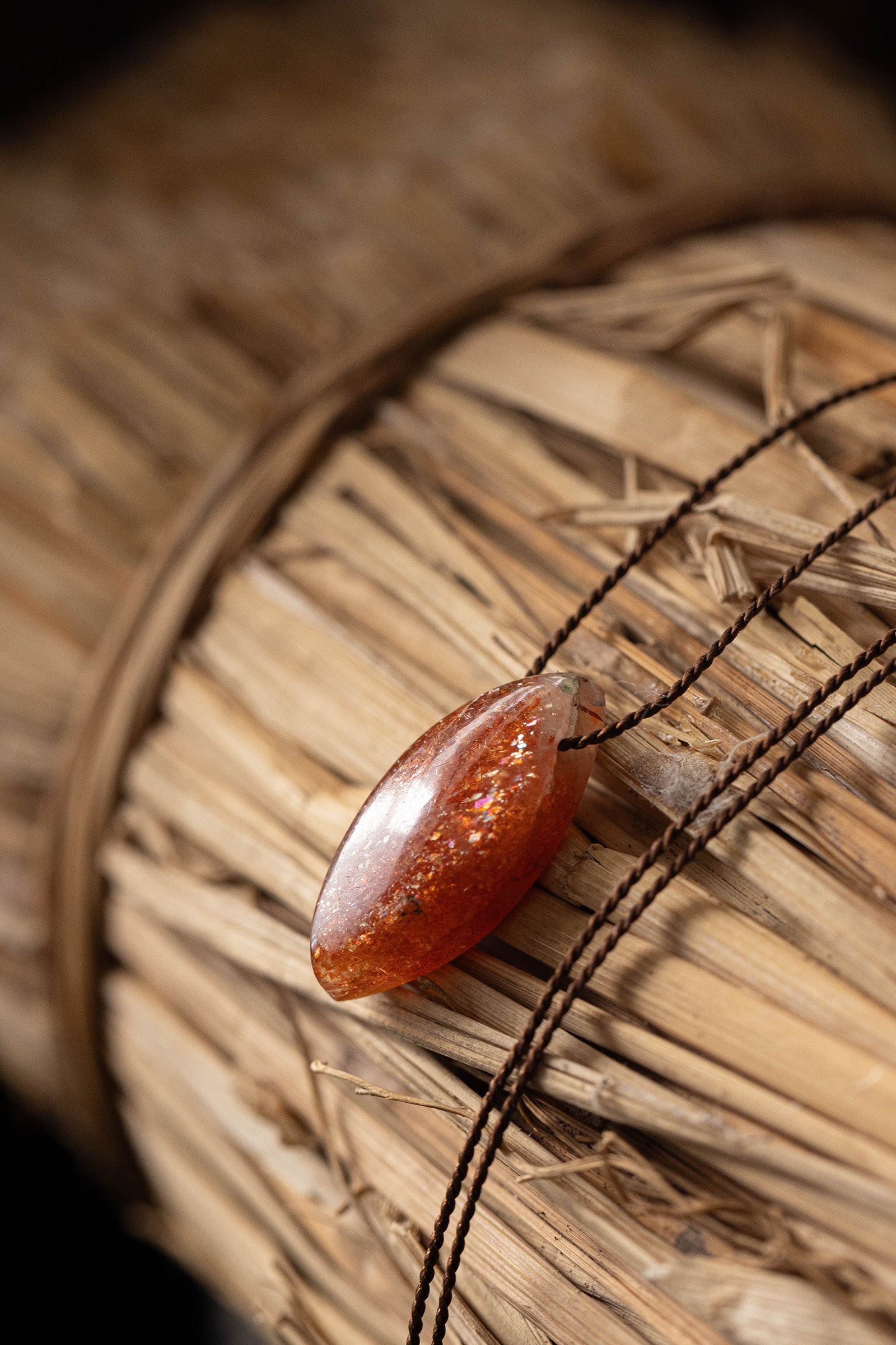 silk cord necklace (sunstone)