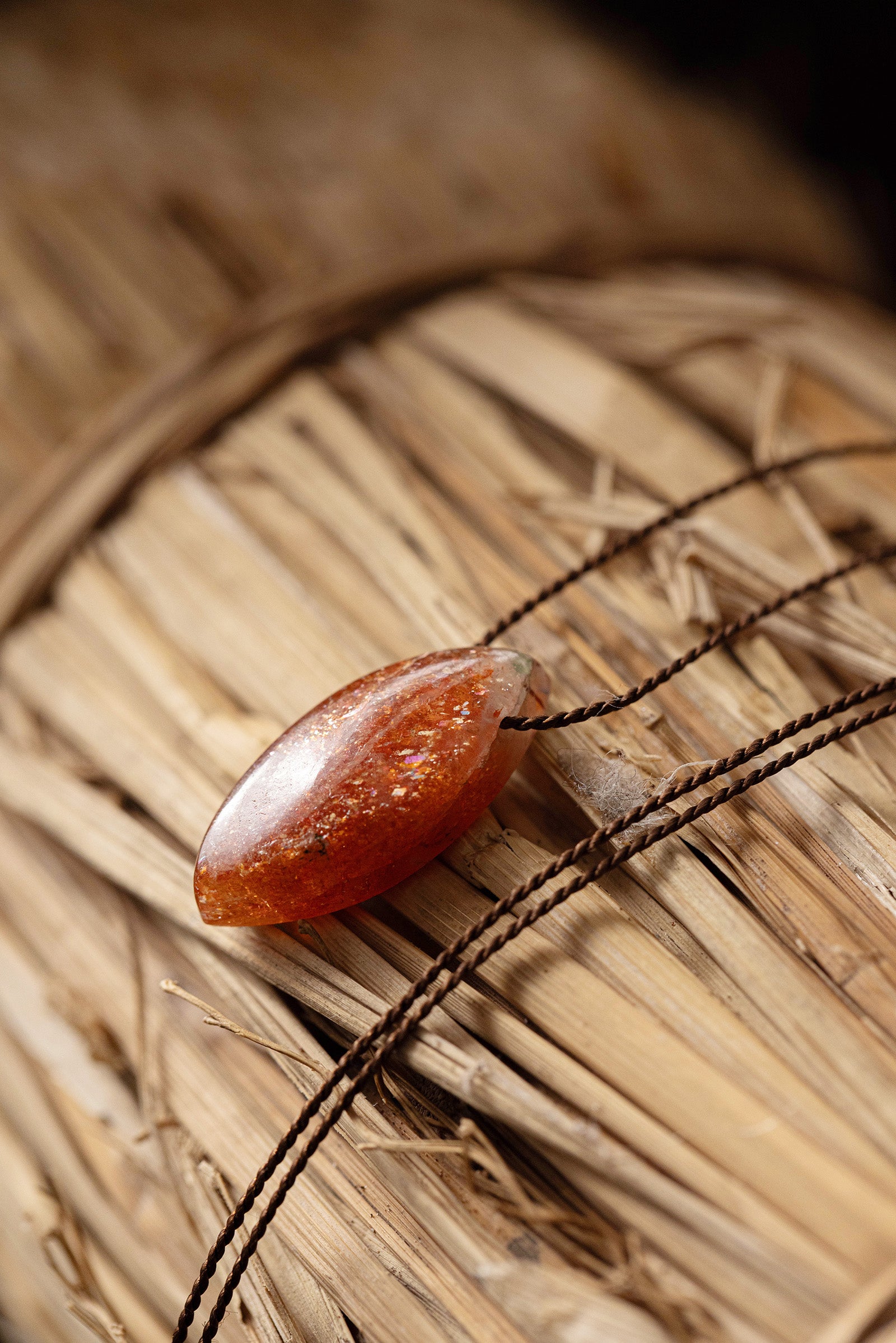 silk cord necklace (sunstone)