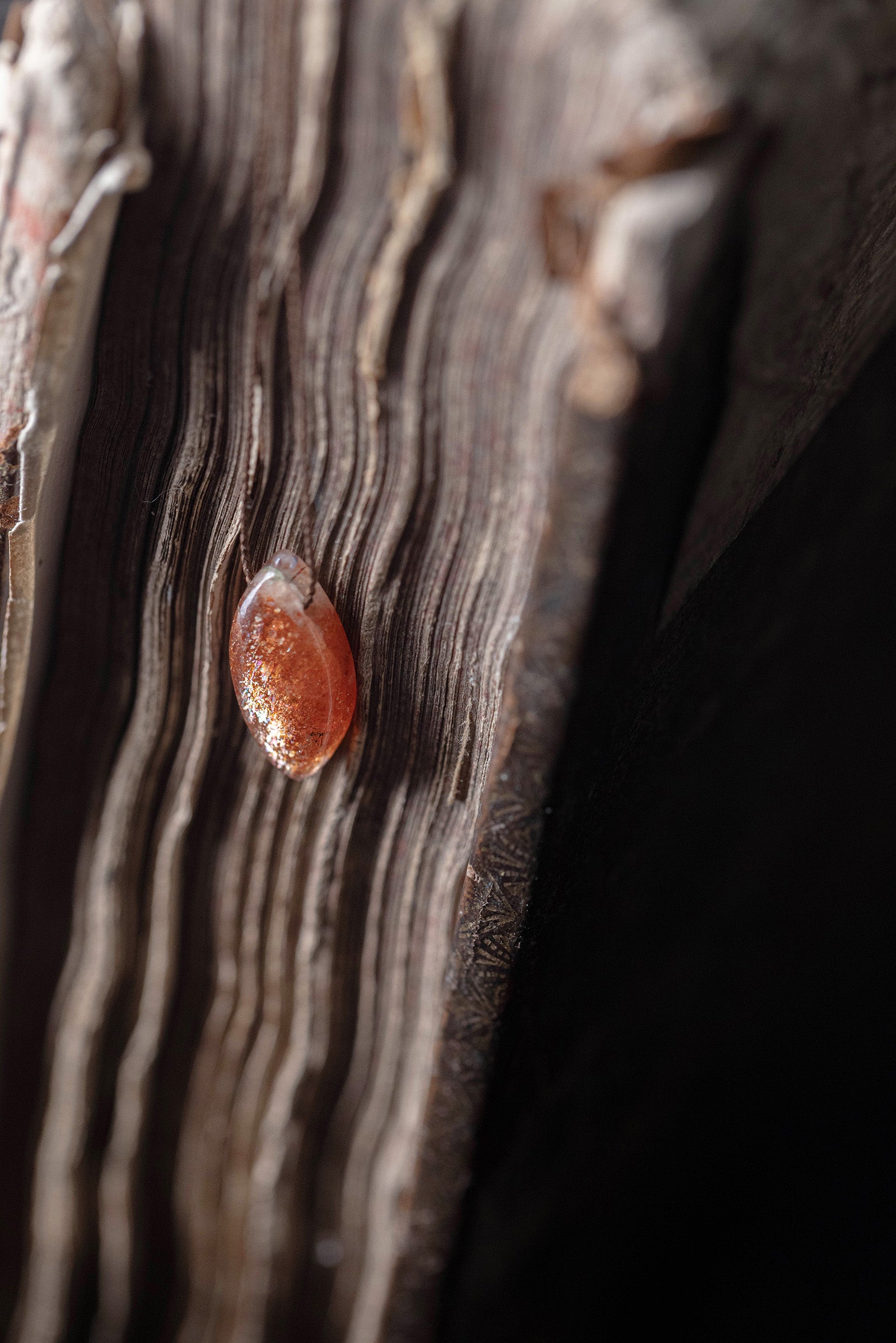 silk cord necklace (sunstone)