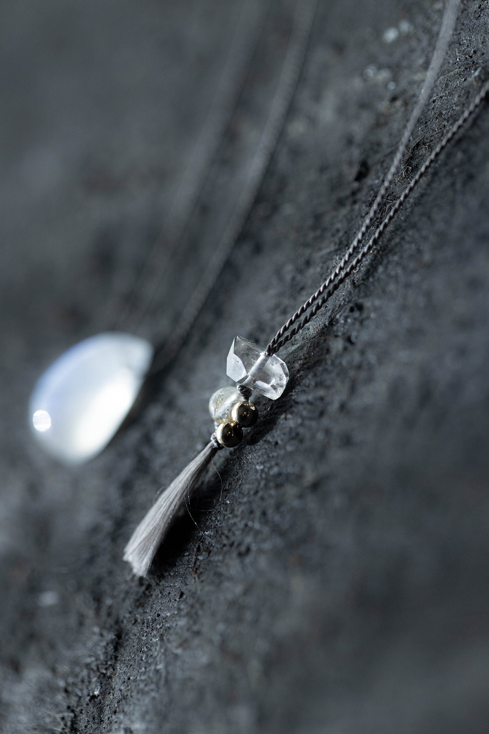 silk cord necklace (elestial quartz)