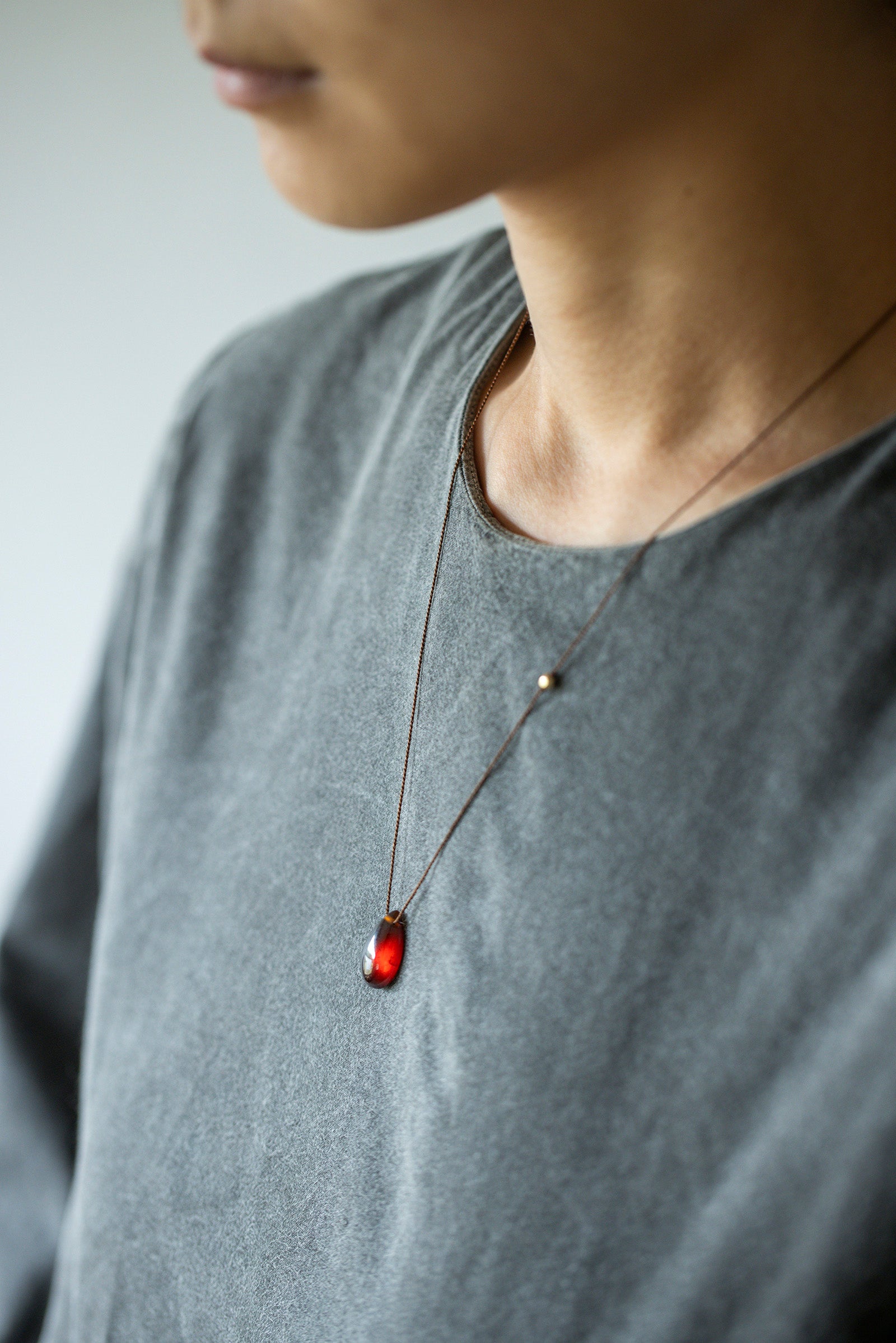 silk cord necklace (elestial quartz)