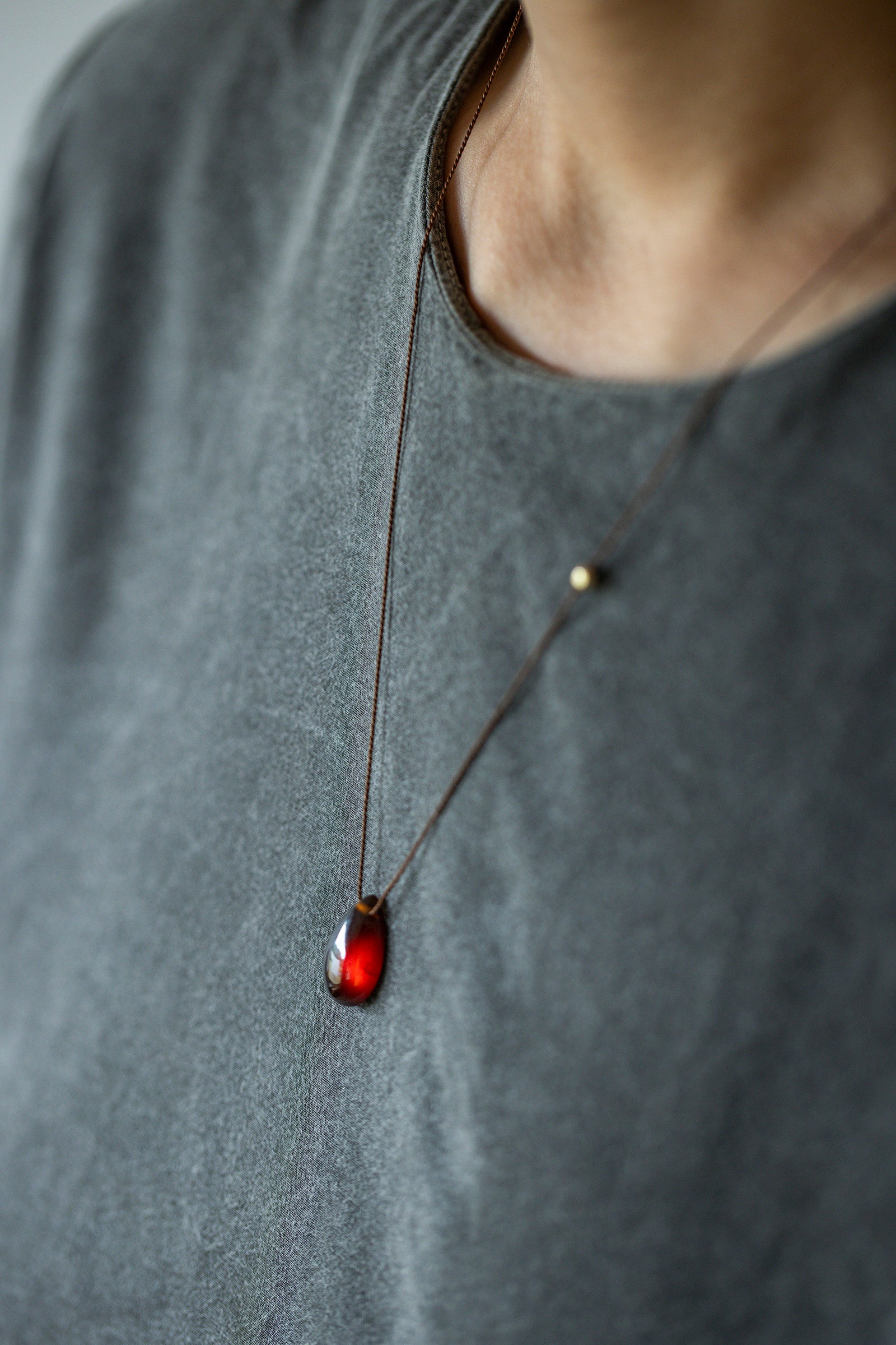 silk cord necklace (elestial quartz)