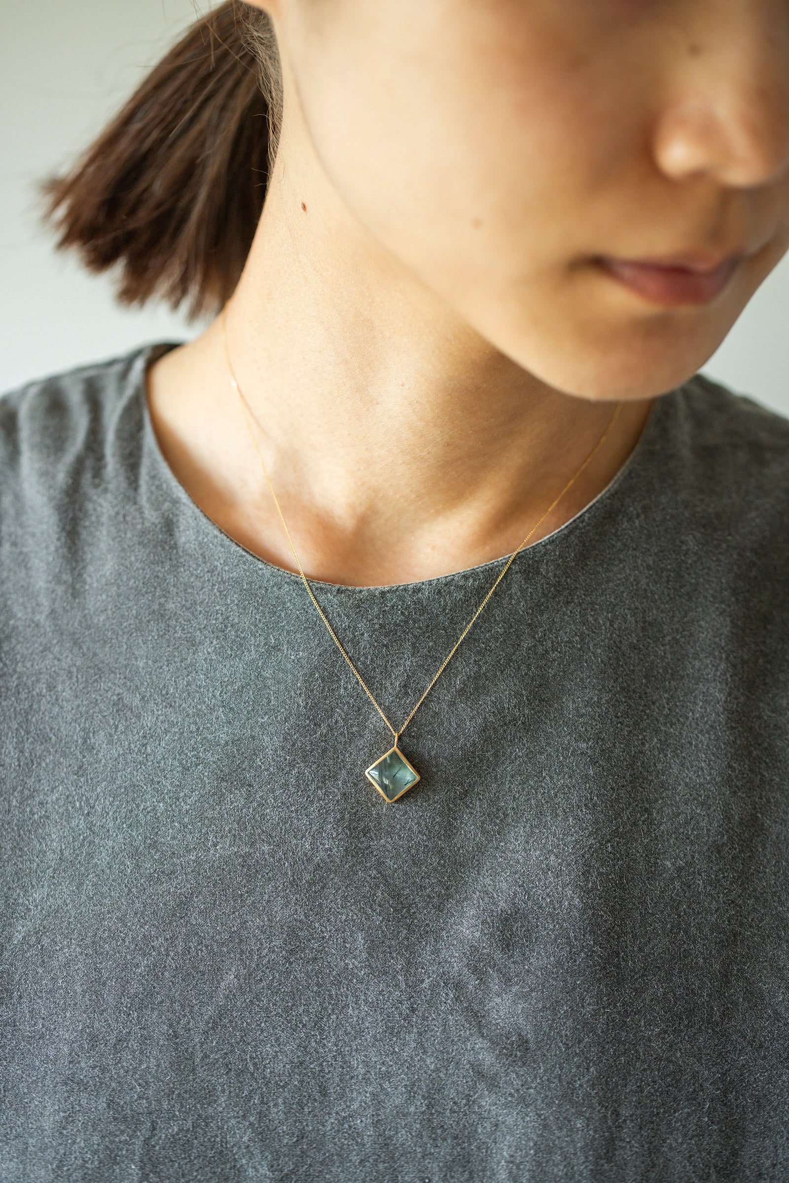 18K necklace ( 18K prehnite )