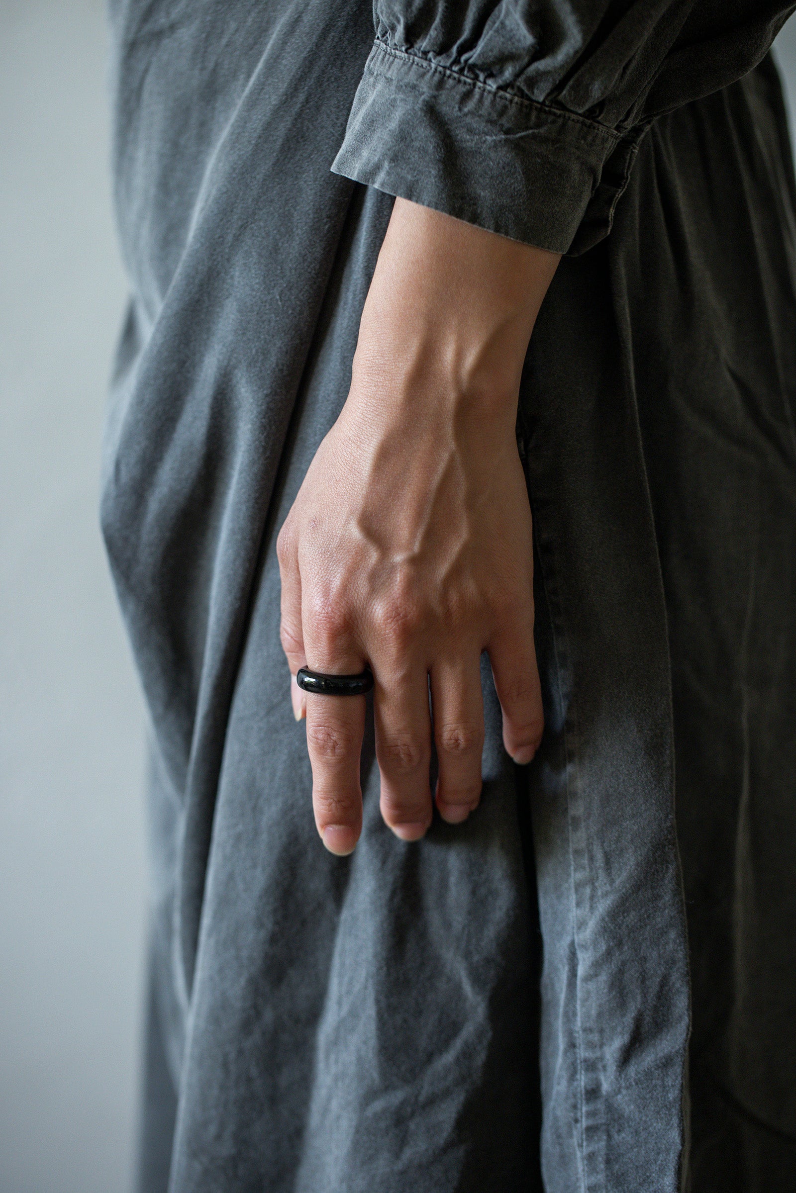 obsidian ring (flat) #12