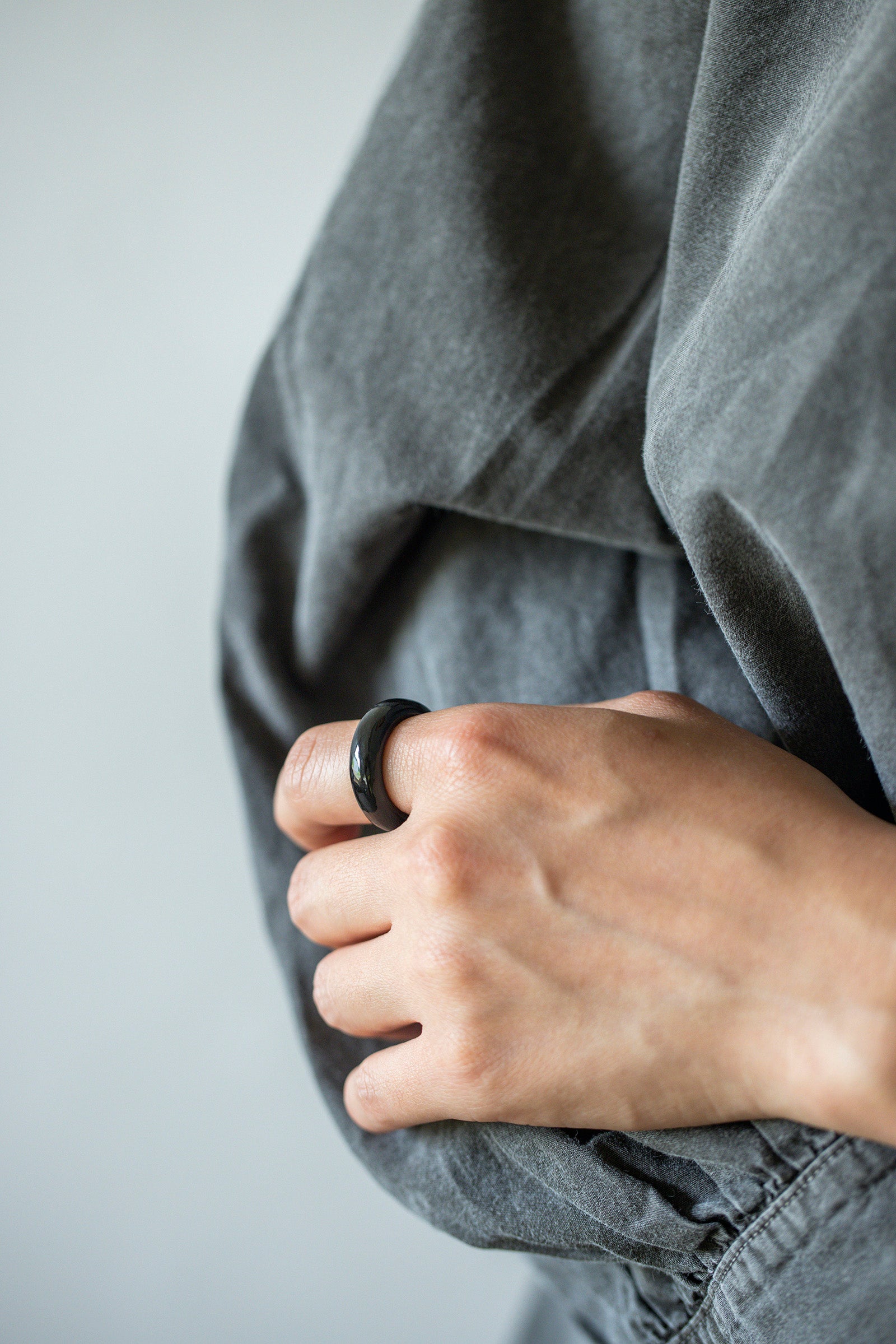 obsidian ring (flat) #12