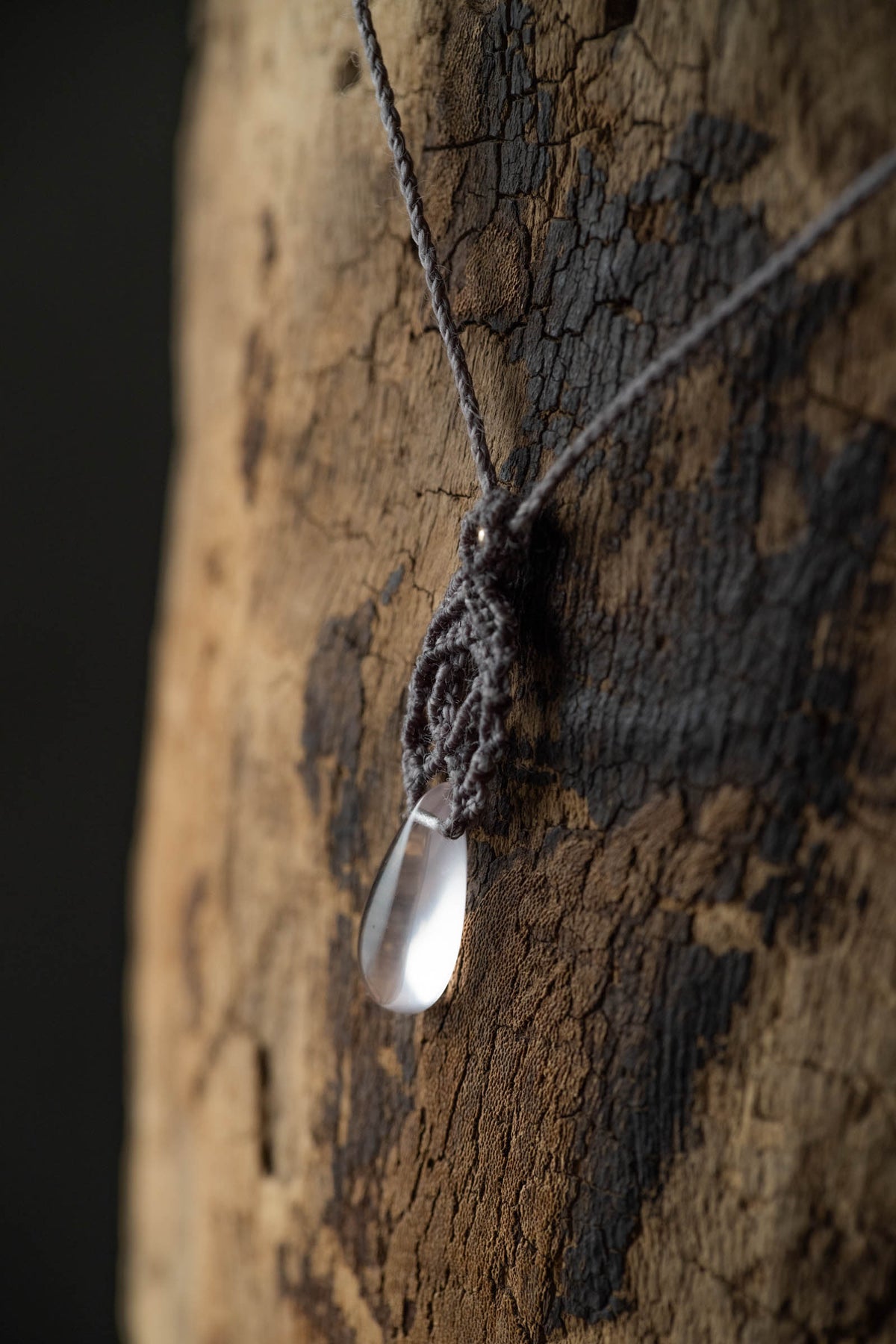 macrame necklace ( rose quartz )