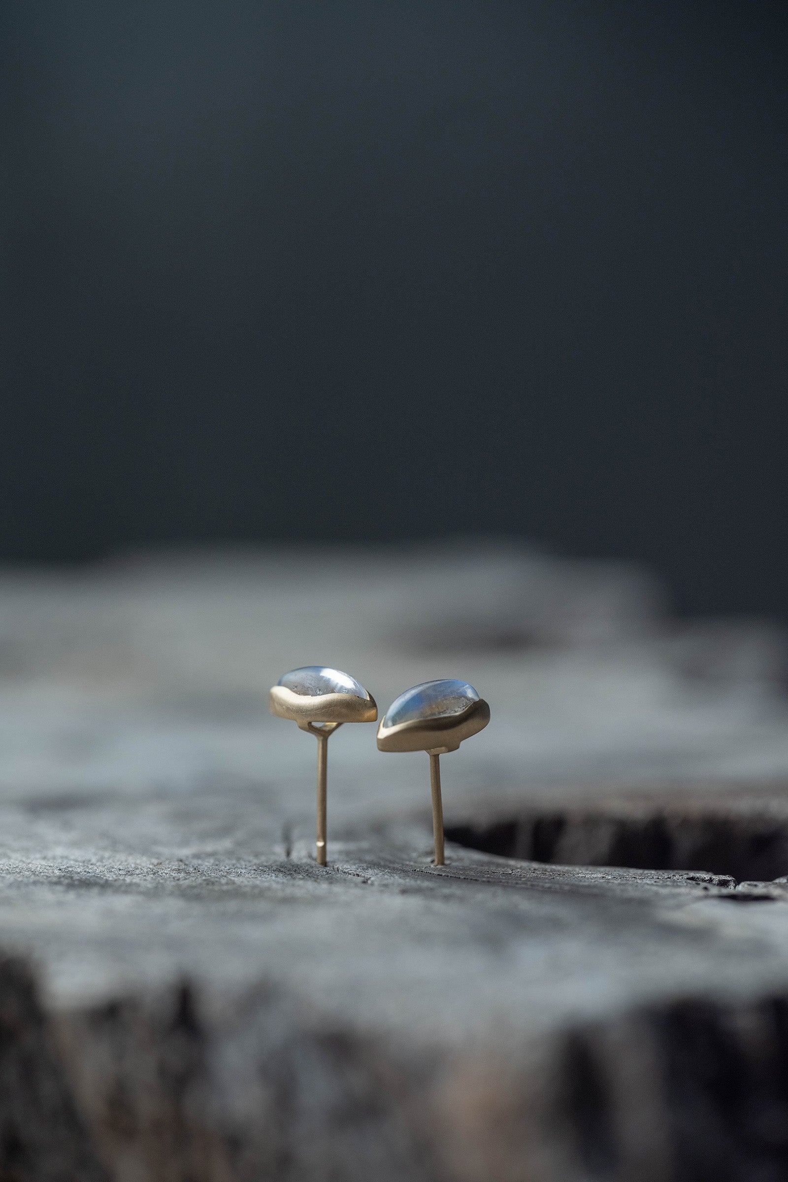 18K earrings pair rainbow moonstone