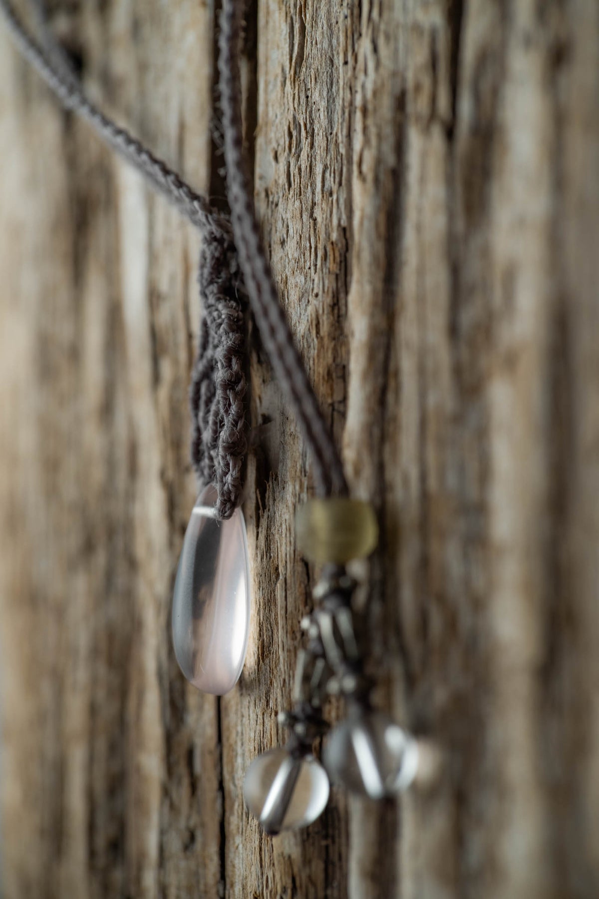 macrame necklace ( rose quartz )