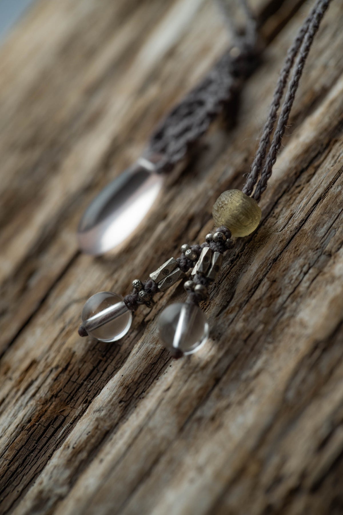 macrame necklace ( rose quartz )