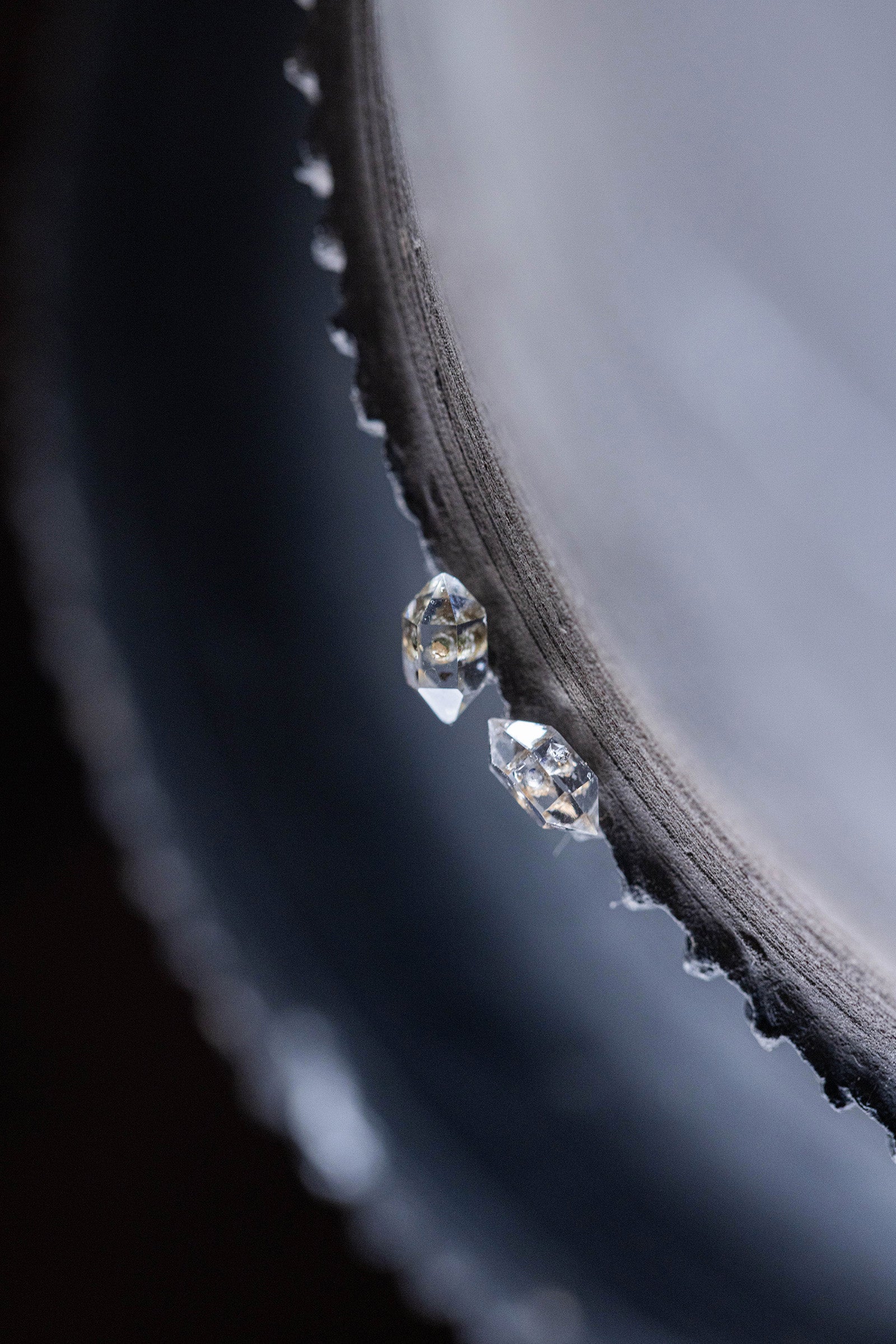 18K herkimer quartz rough stone earrings (pair)