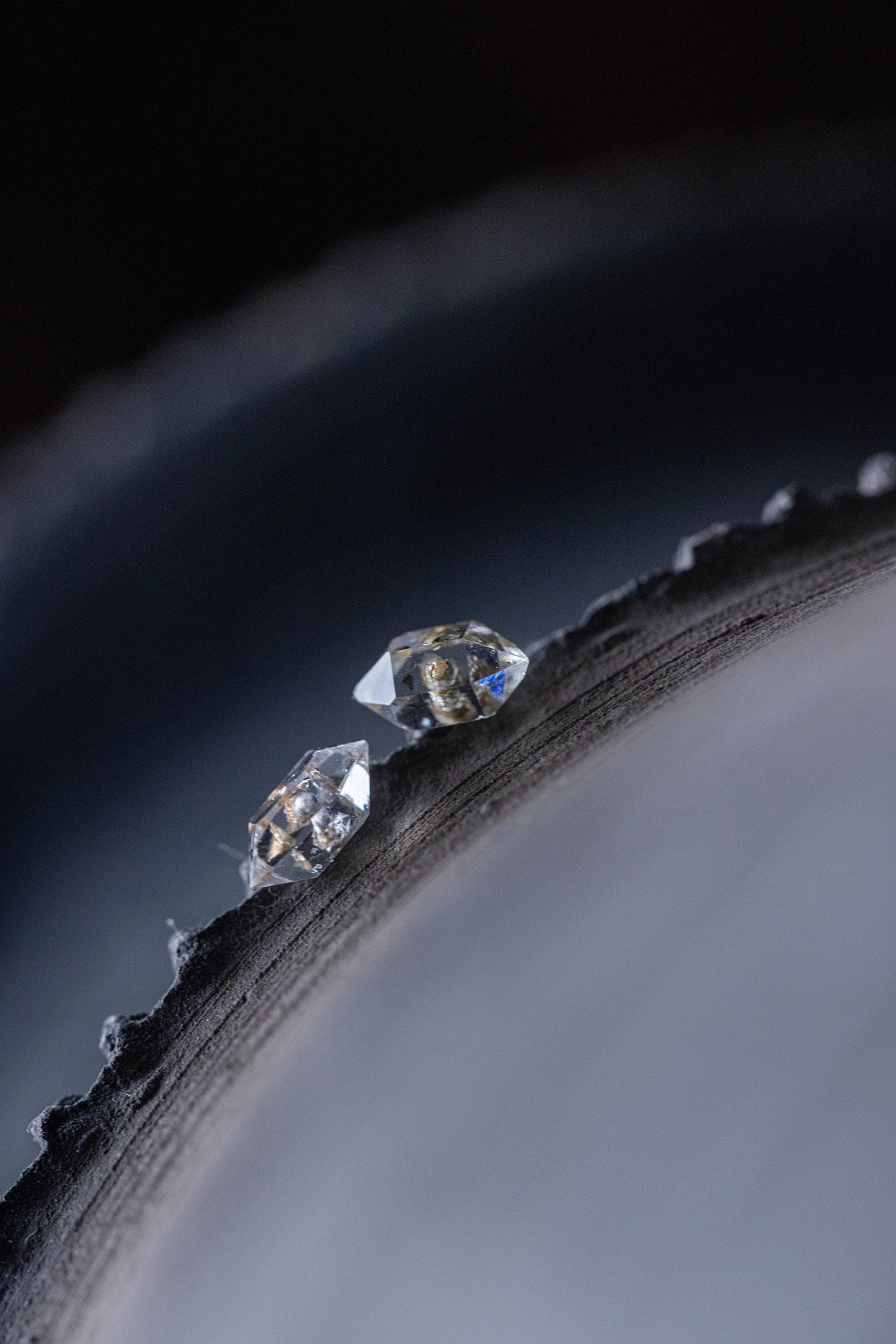 18K herkimer quartz rough stone earrings (pair)