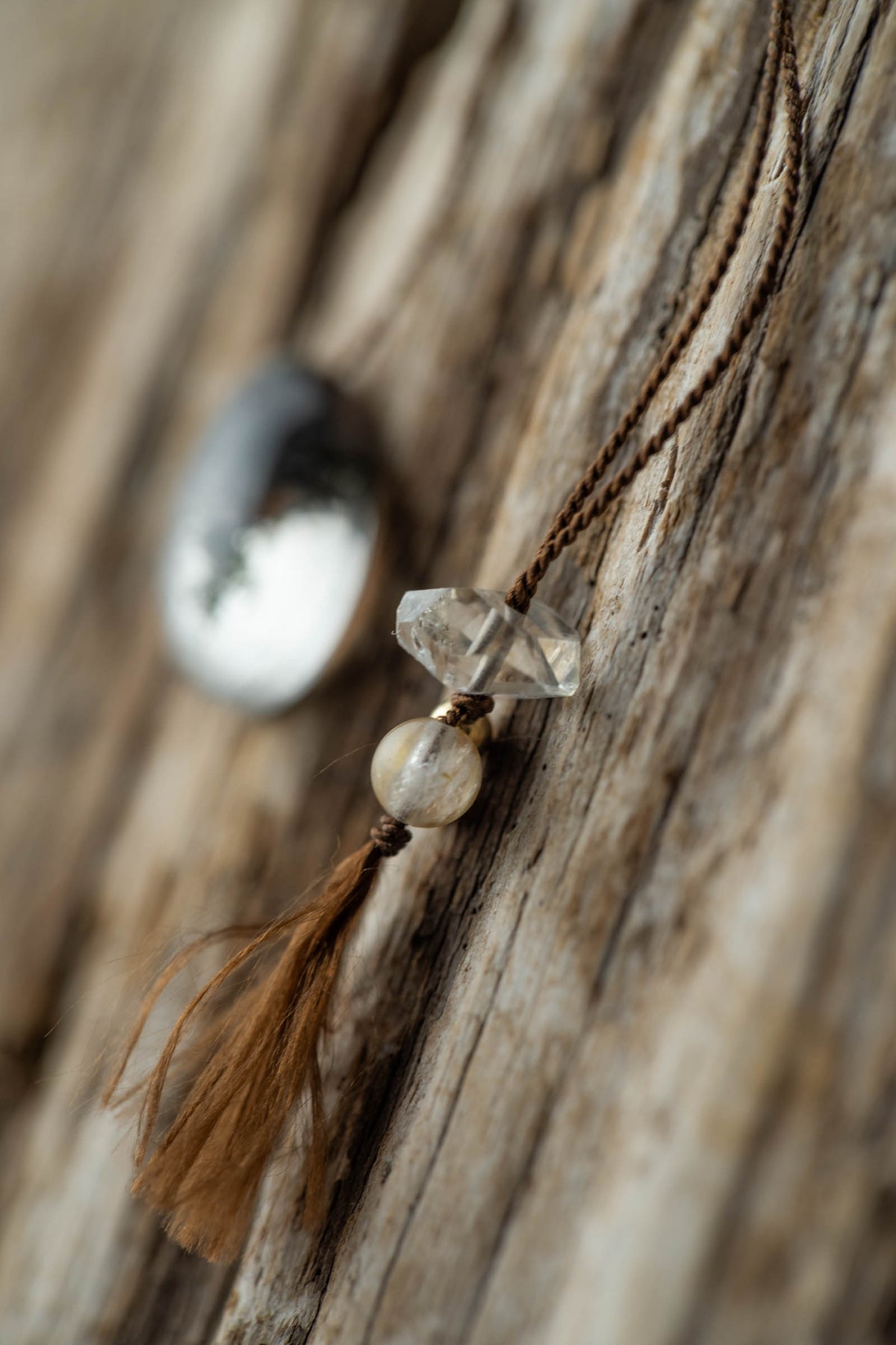 silk cord necklace (elestial quartz)