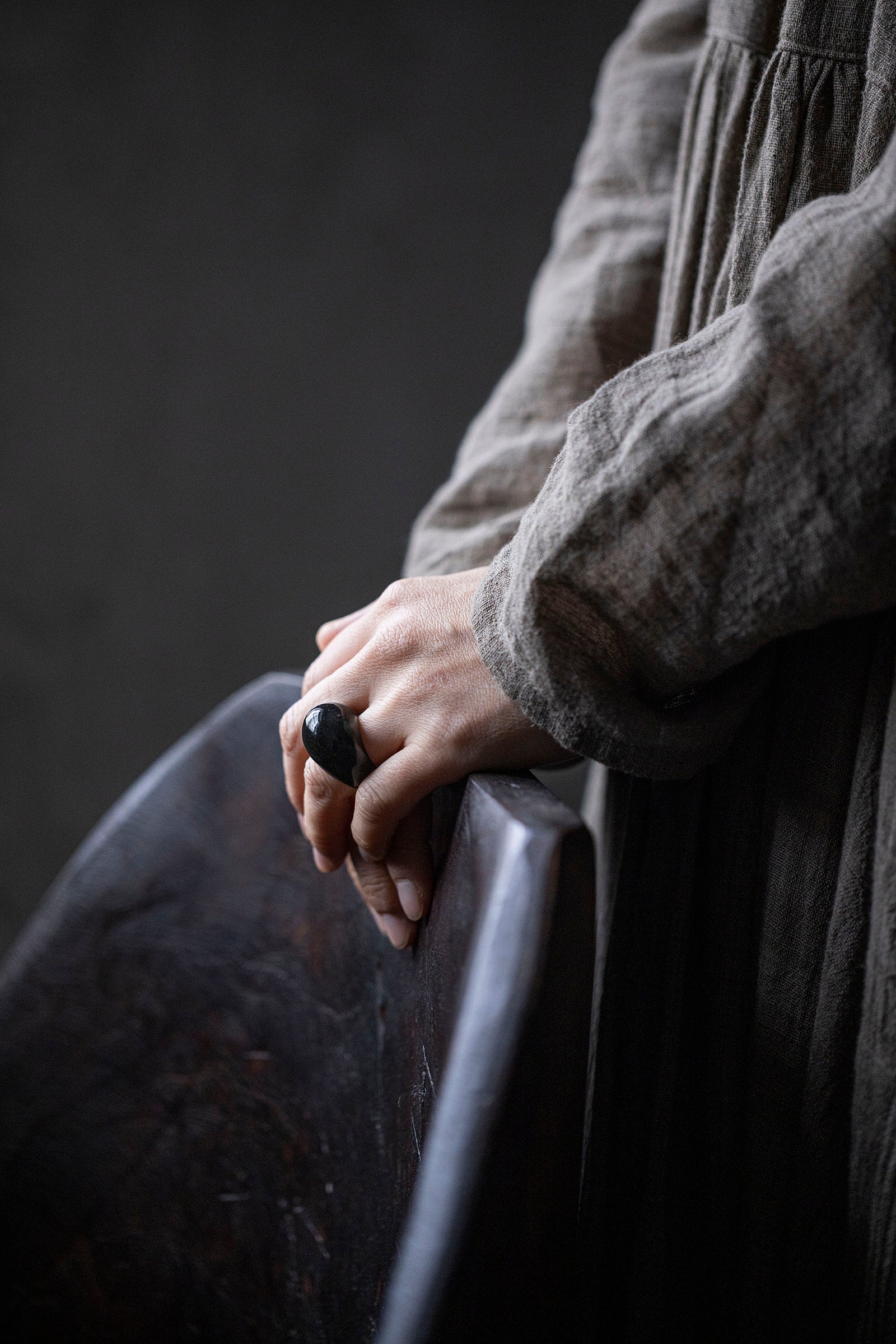 obsidian ring (round) #10