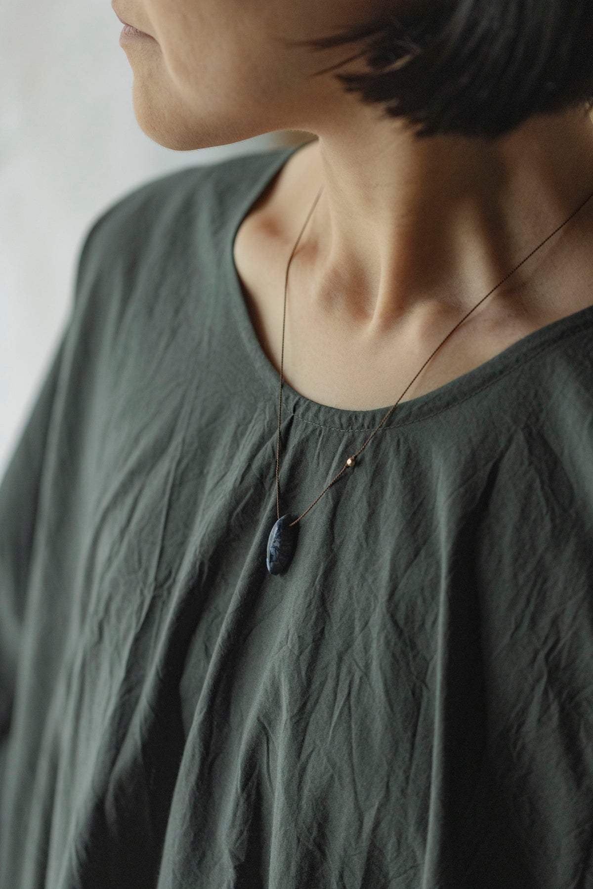 silk cord necklace (elestial quartz)