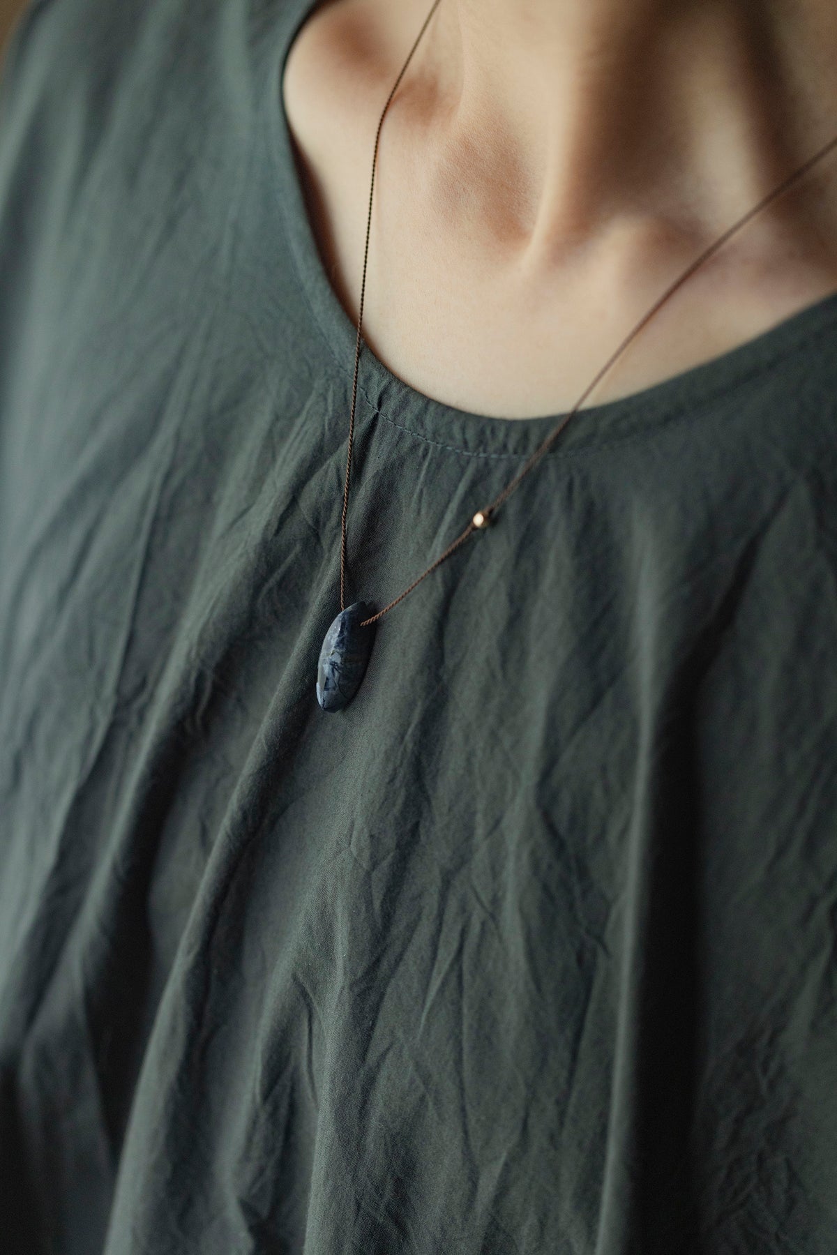 silk cord necklace (elestial quartz)