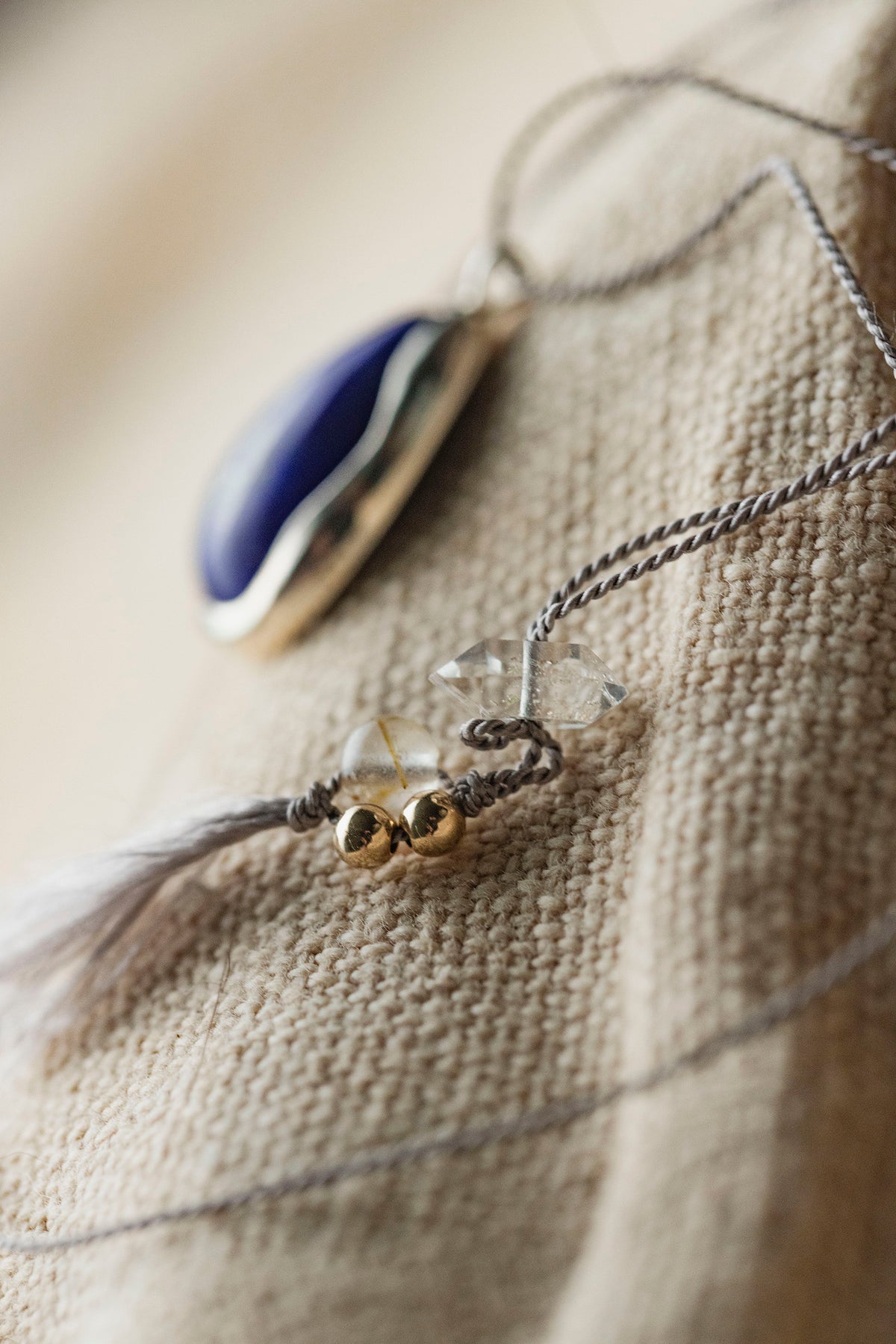 silk cord necklace (elestial quartz)