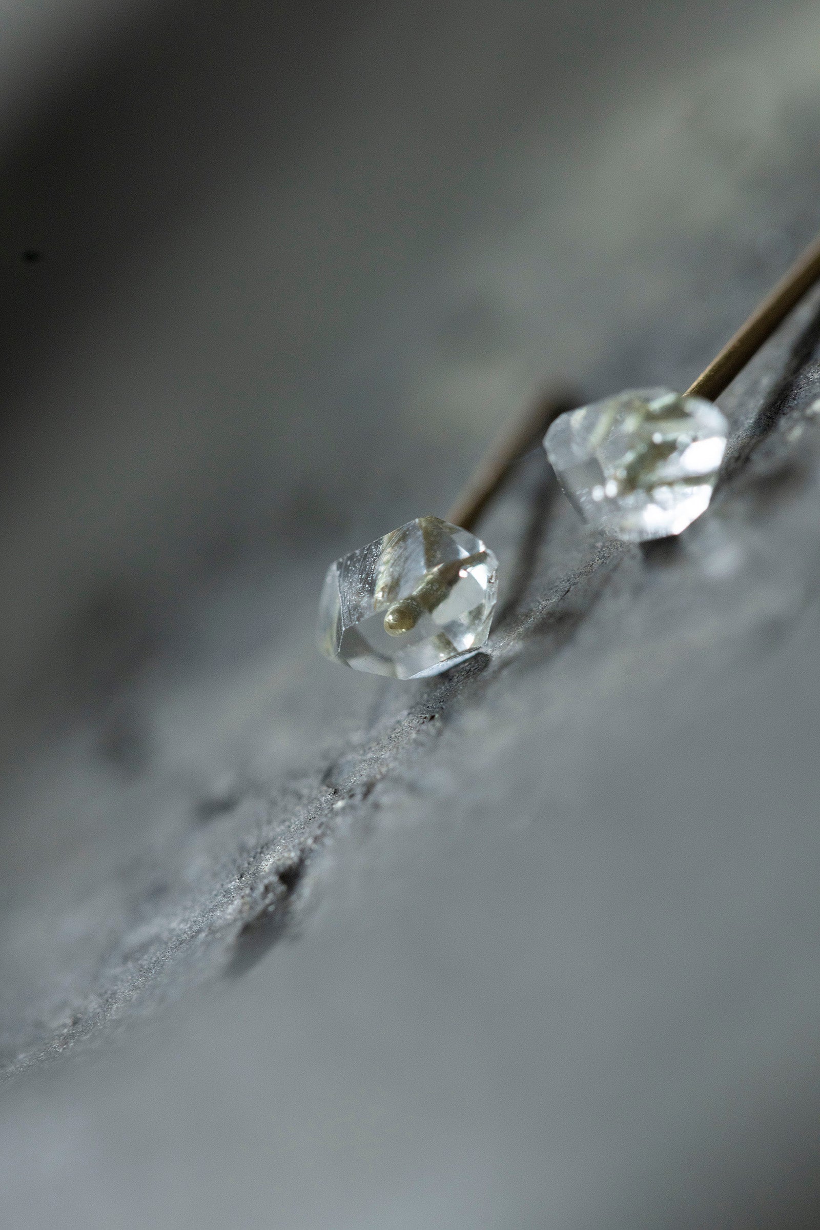 18K herkimer quartz rough stone earrings (pair)