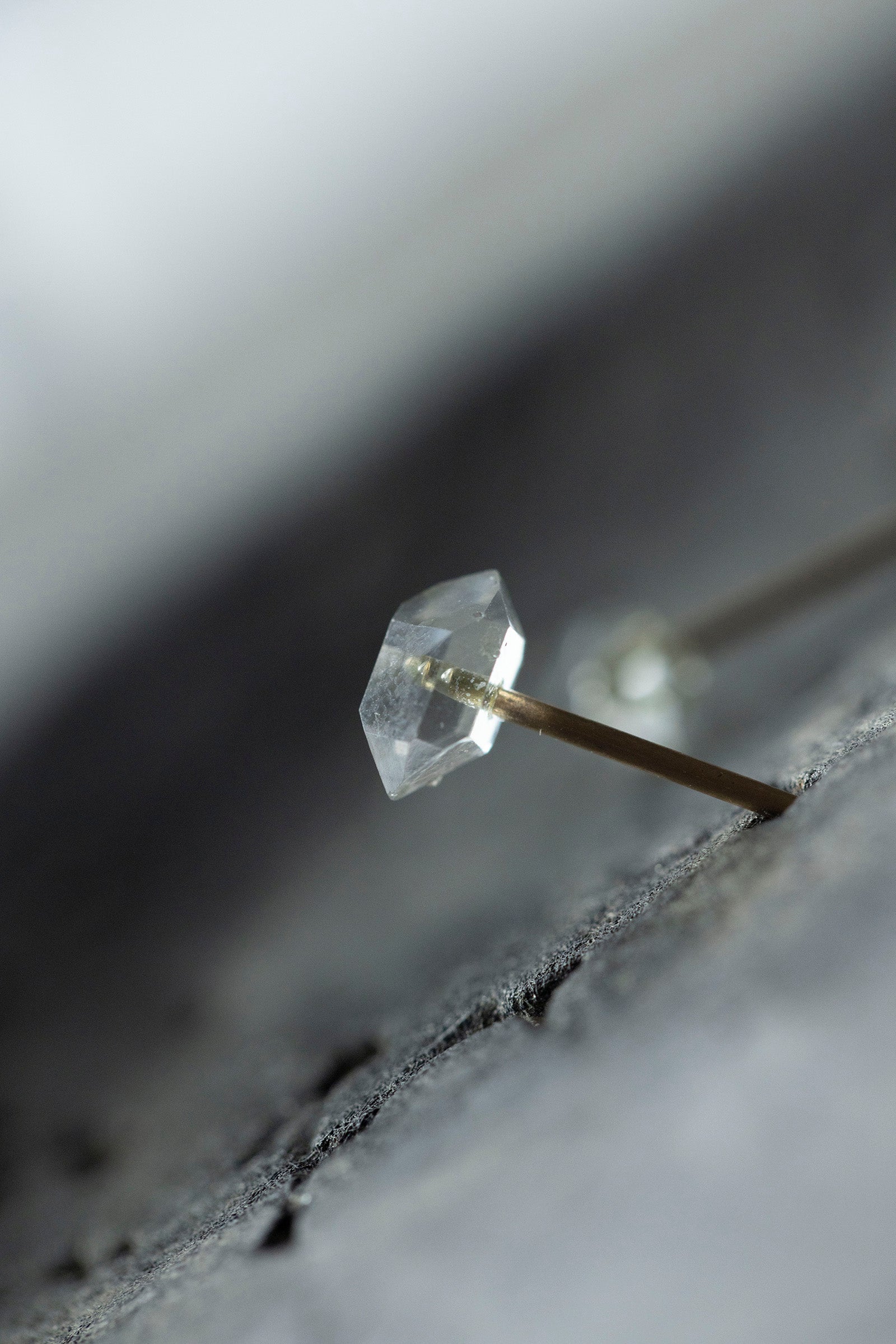 18K herkimer quartz rough stone earrings (pair)