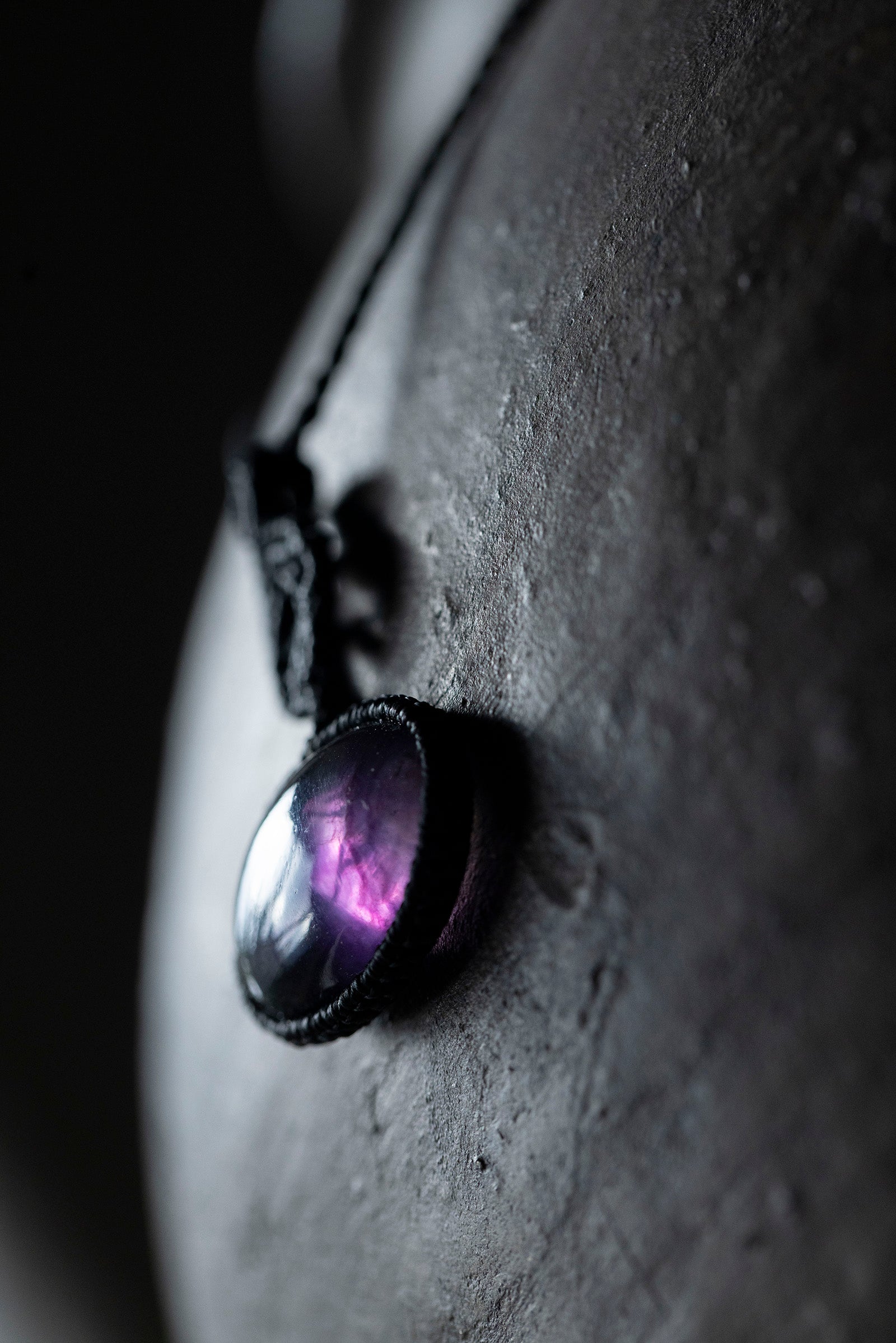 macrame necklace (fluorite)