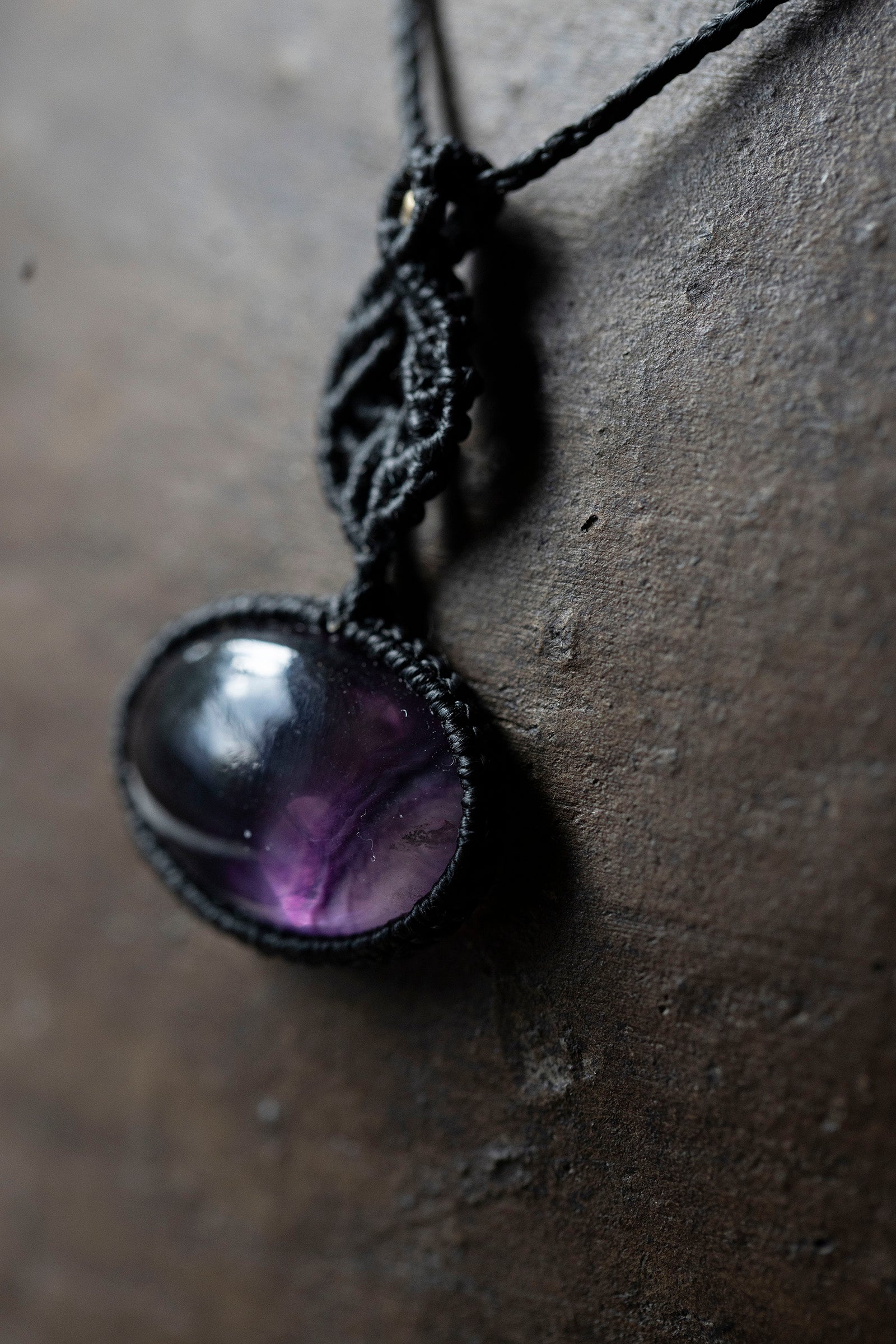 macrame necklace (fluorite)