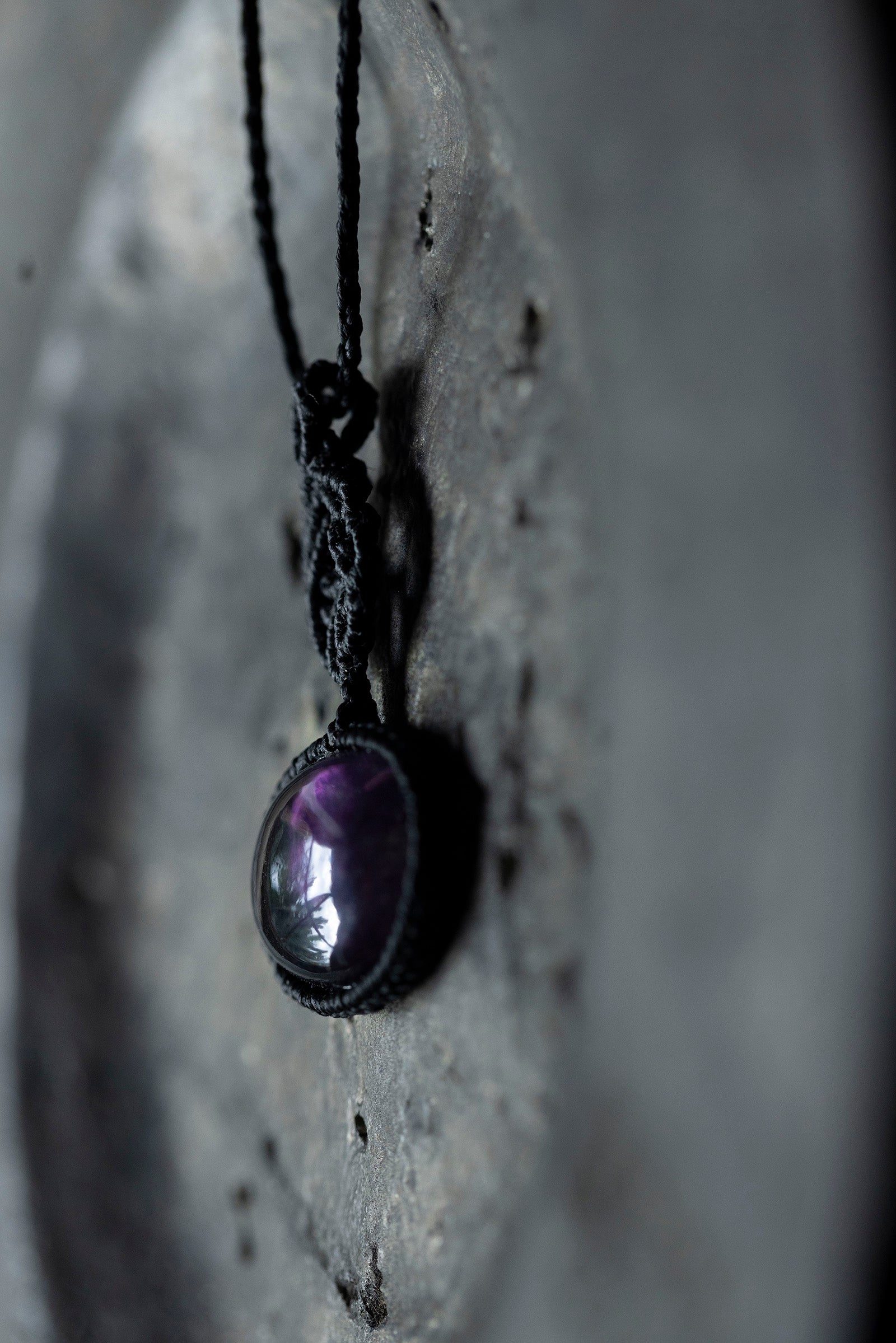 macrame necklace (fluorite)