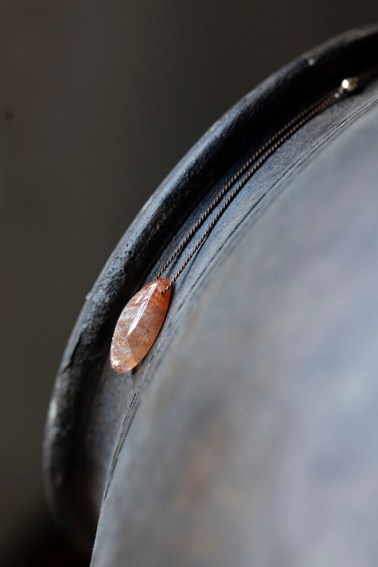silk cord necklace (sunstone)