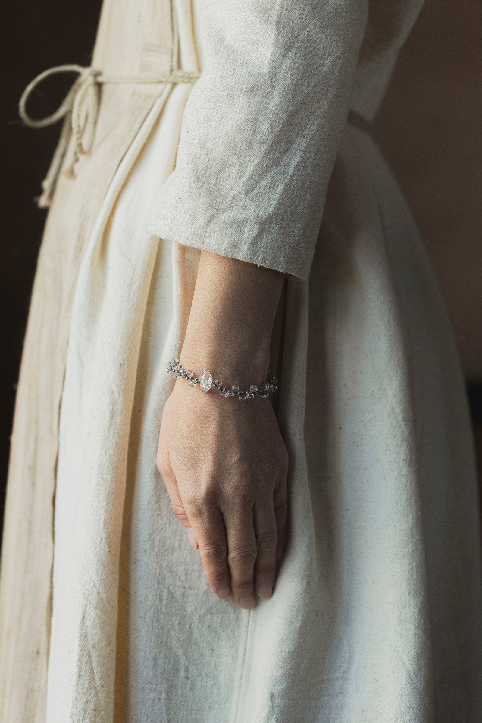 crystal beads bracelet (Herkimer quartz)