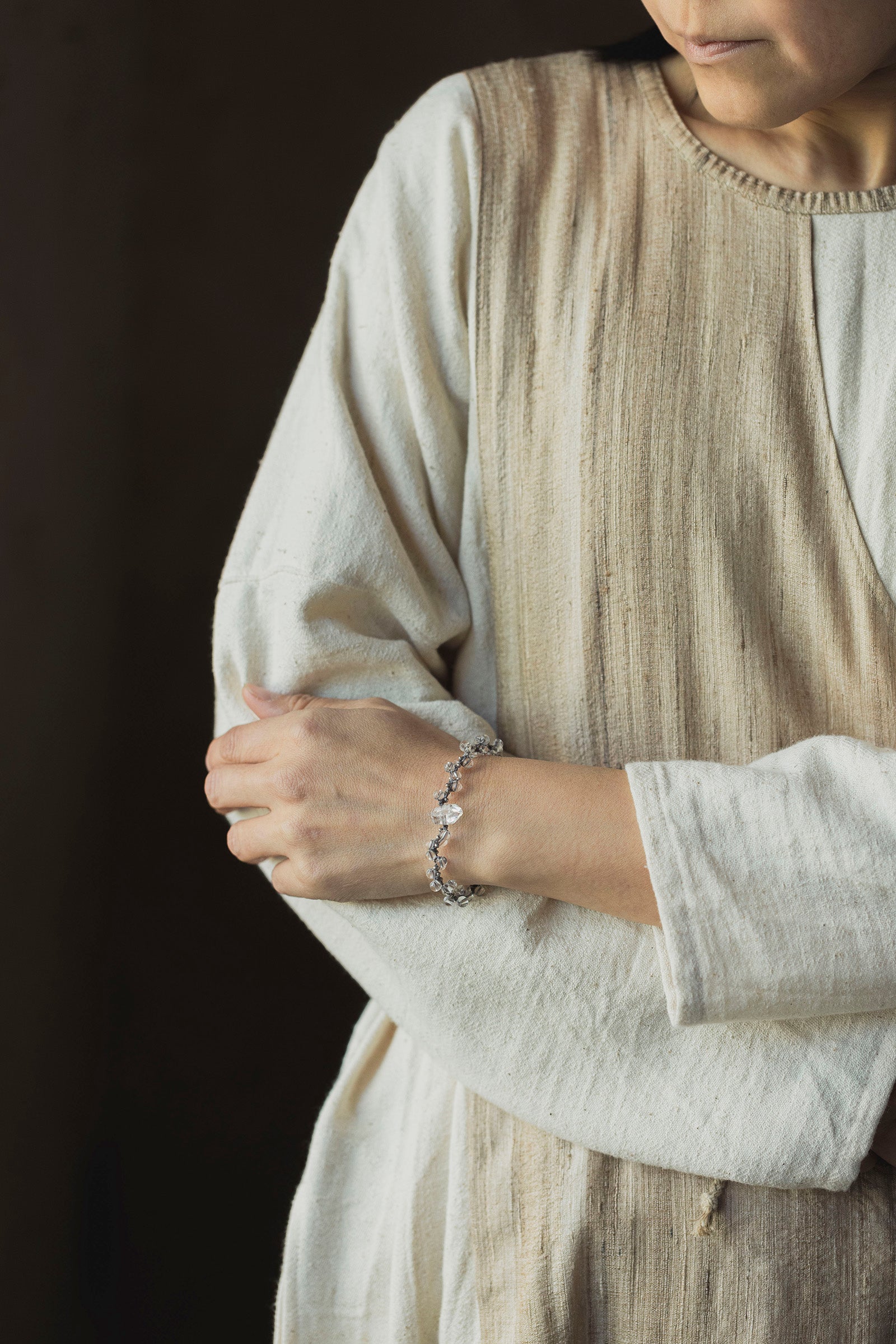 crystal beads bracelet (Herkimer quartz)