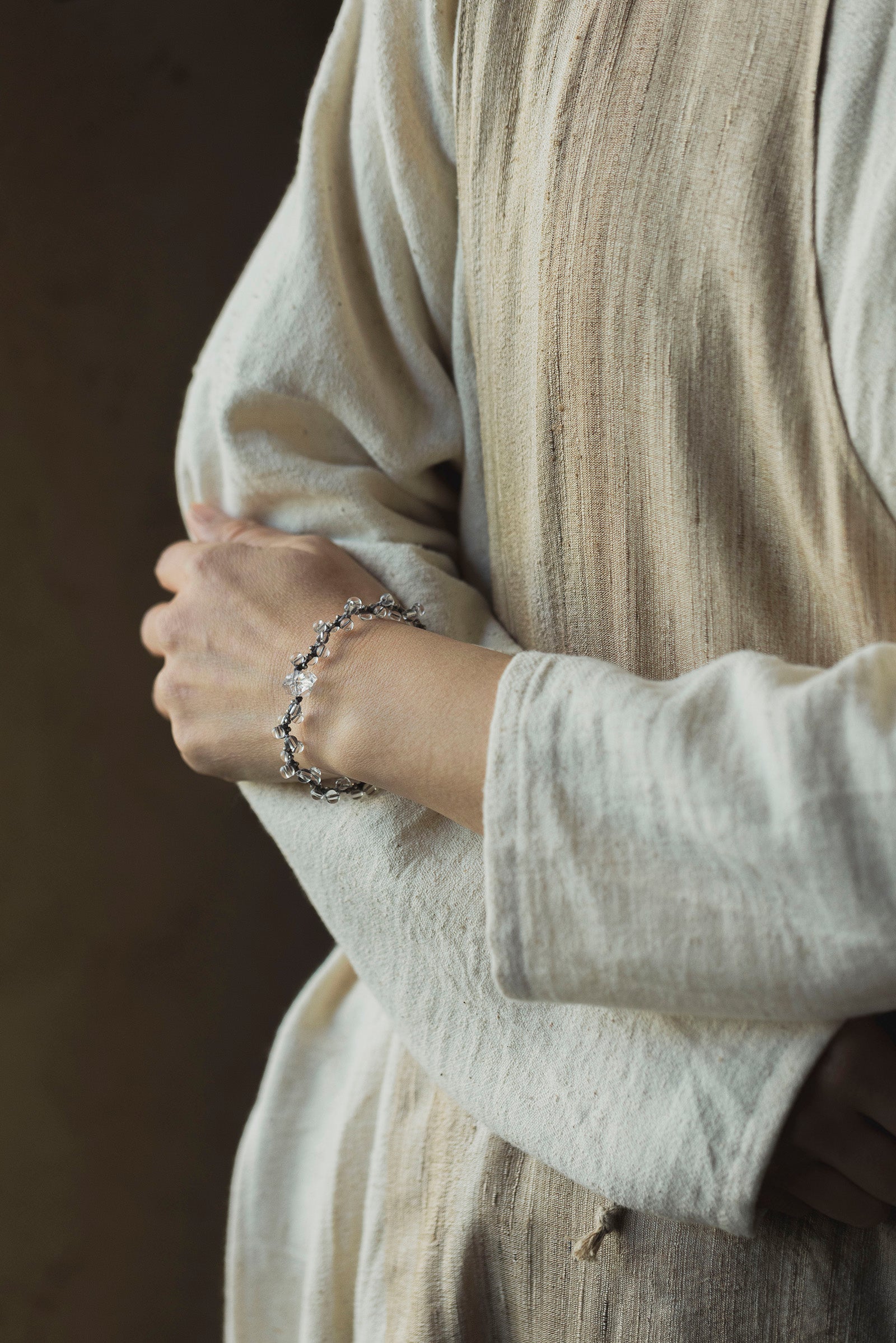 crystal beads bracelet (Herkimer quartz)