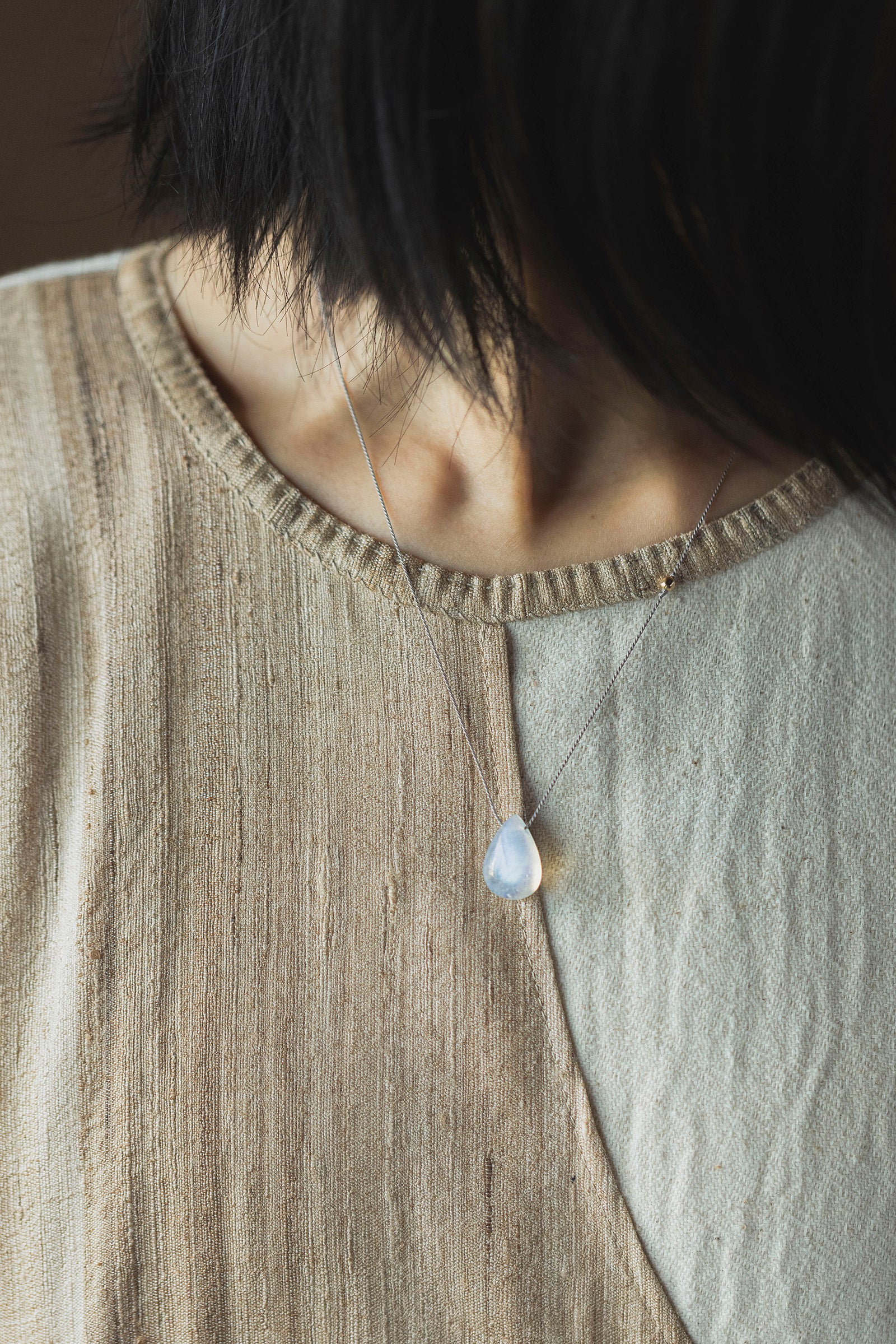 silk cord necklace (elestial quartz)