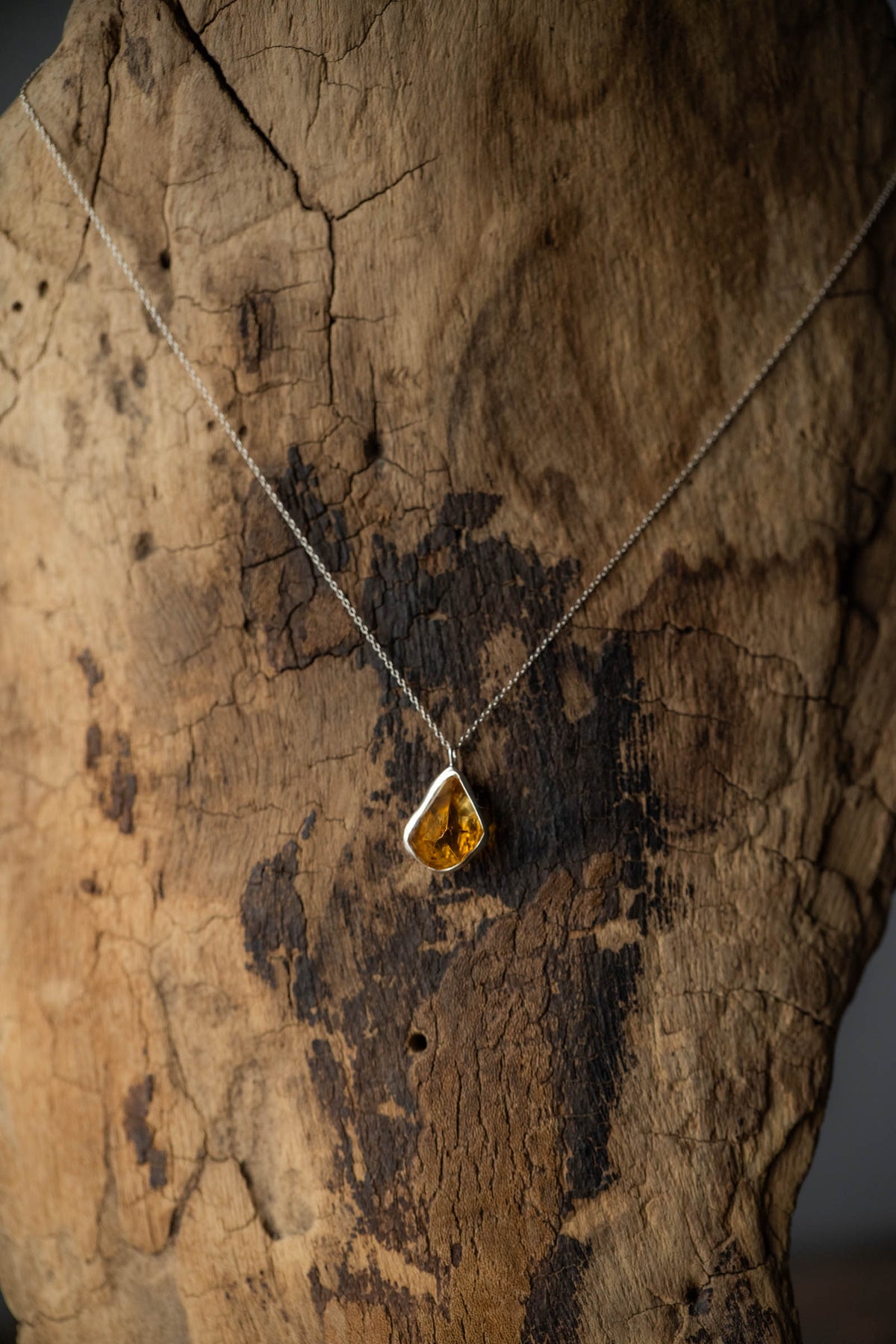 silver necklace silver top ( citrine )