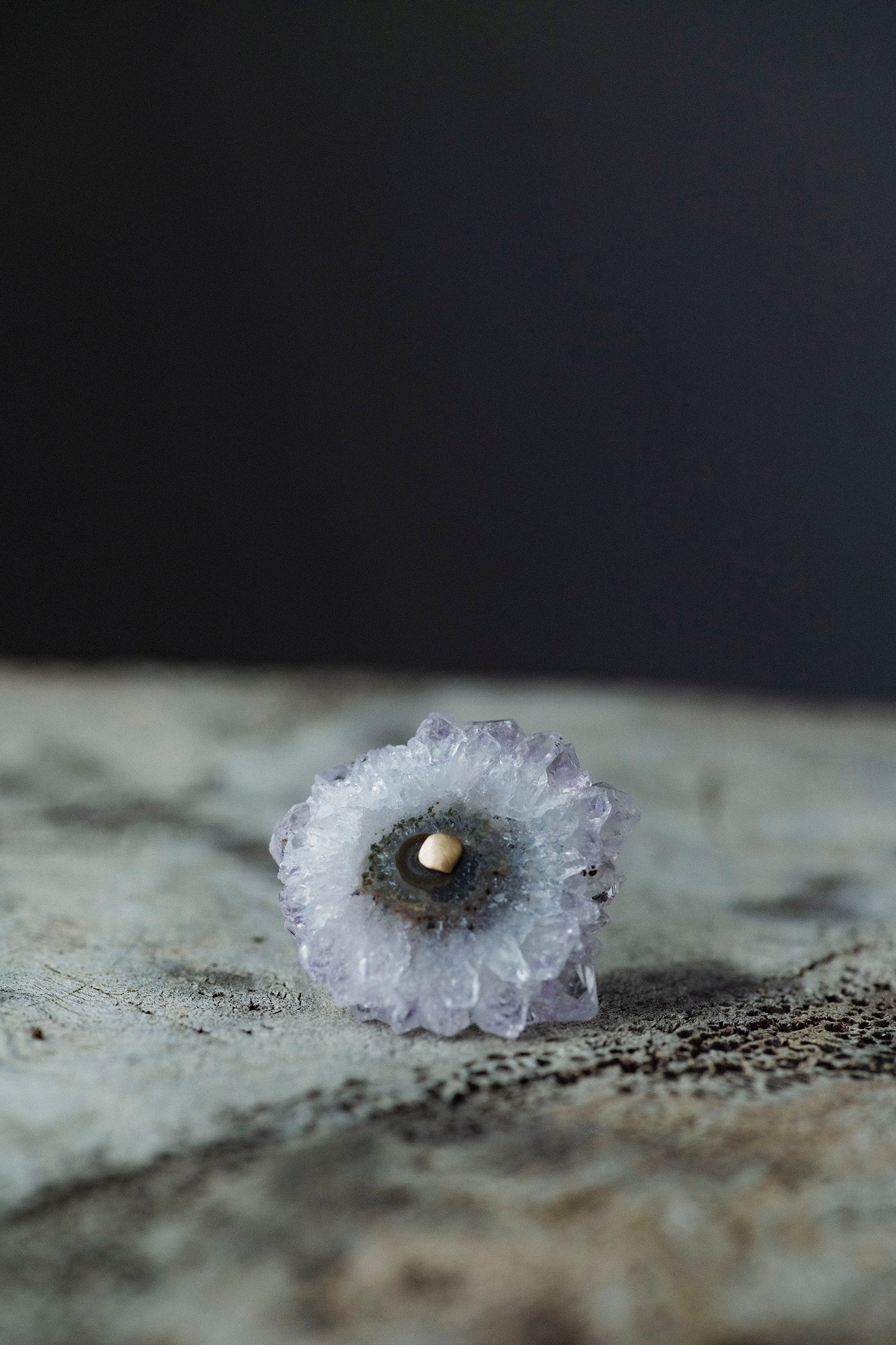18K earrings amethyst slice big ( single )