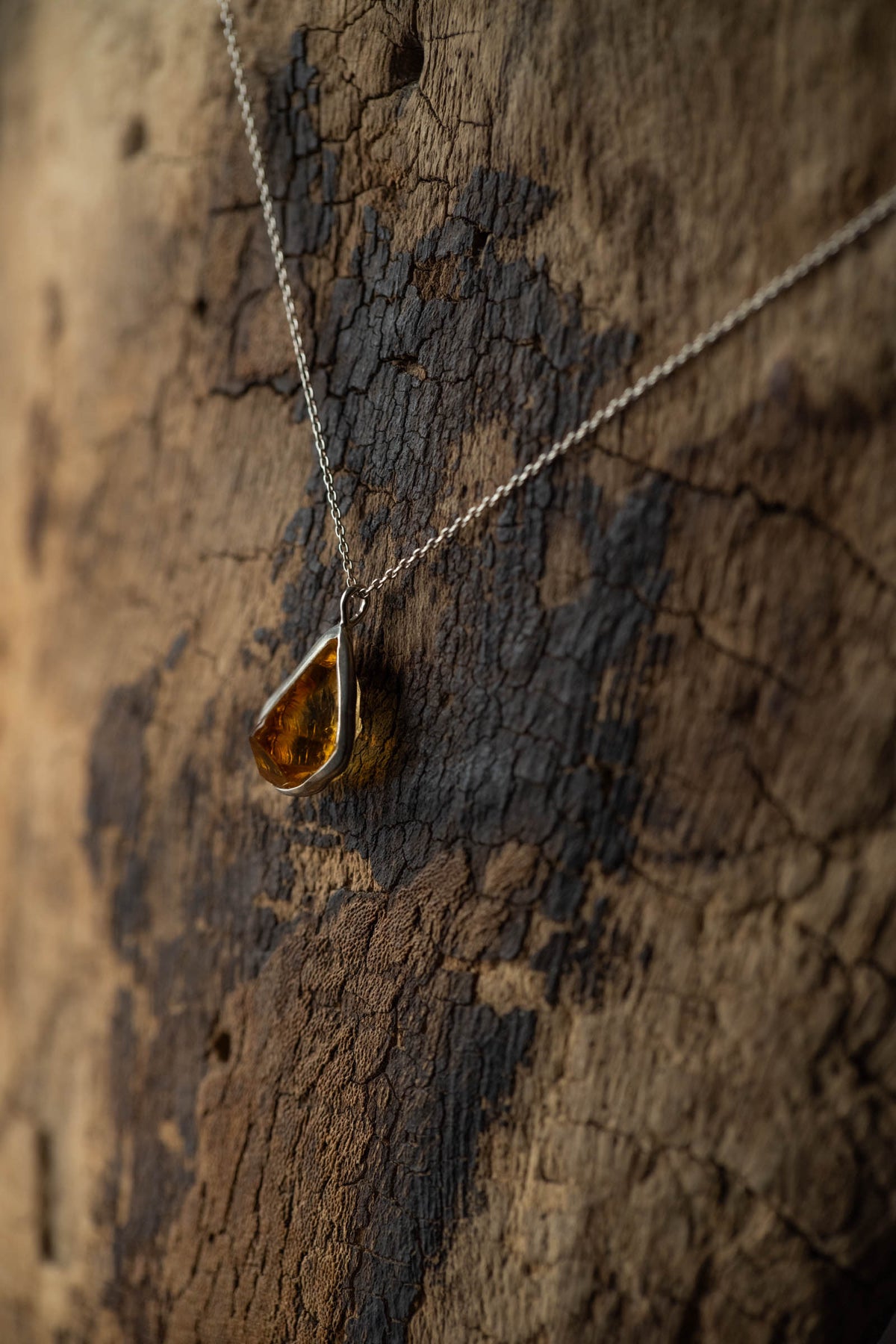 silver necklace silver top ( citrine )
