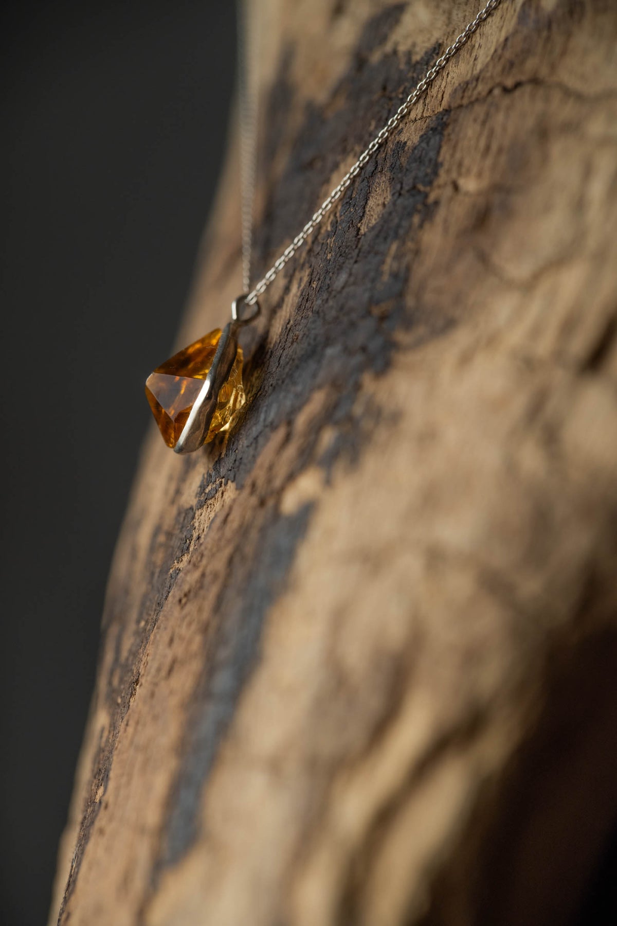 silver necklace silver top ( citrine )
