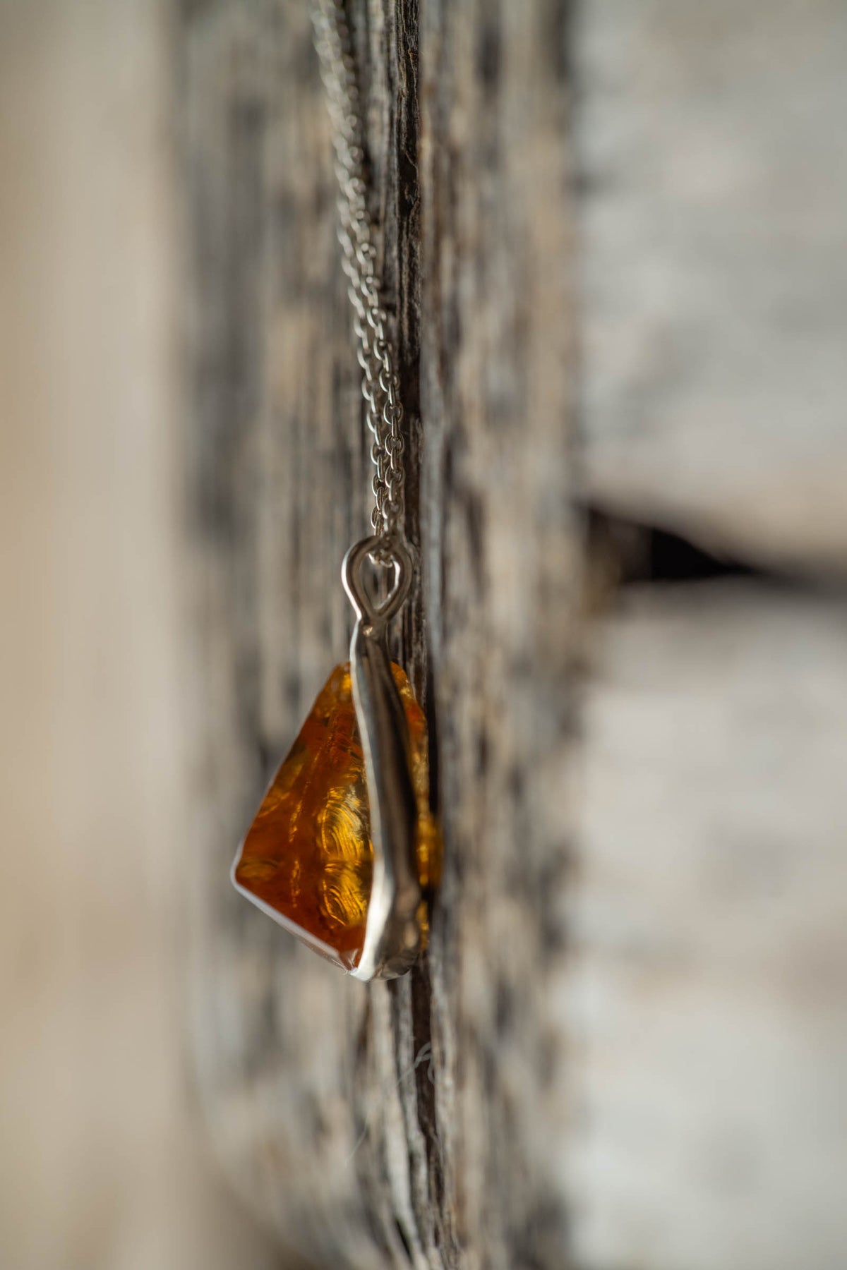 silver necklace silver top ( citrine )