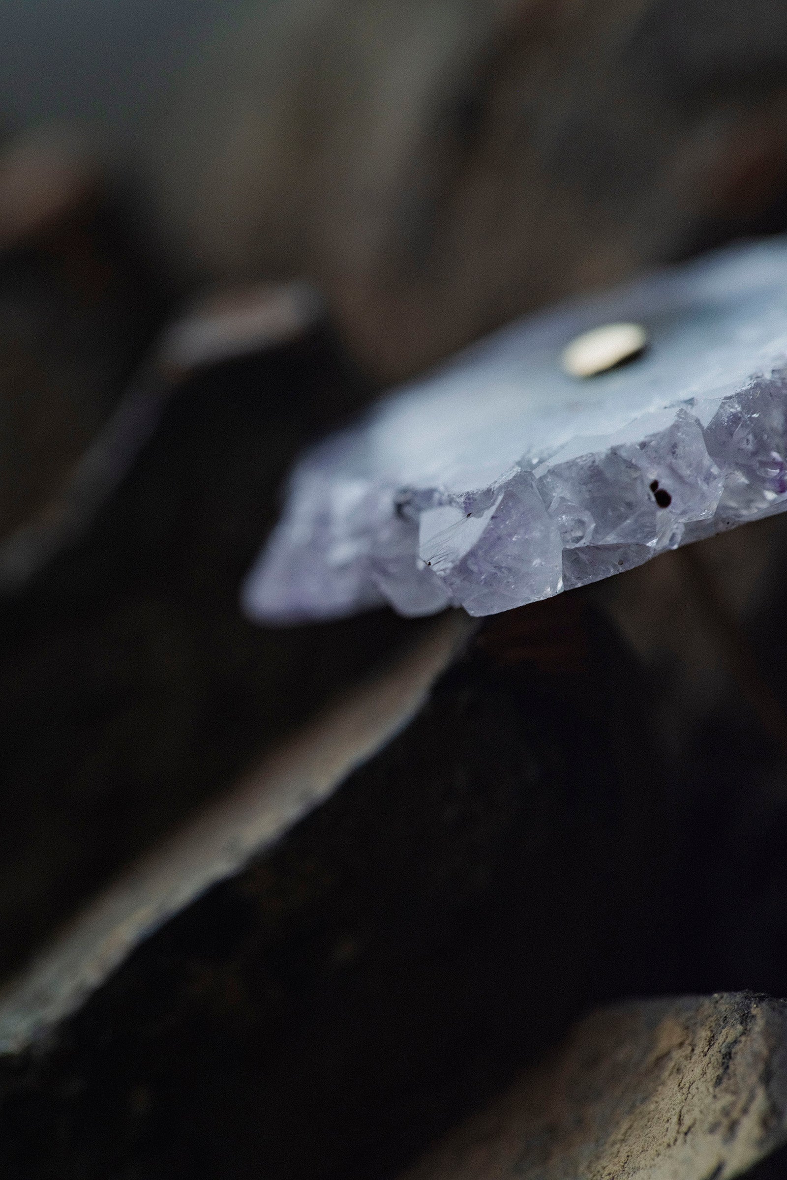 18K earrings amethyst slice big ( single )