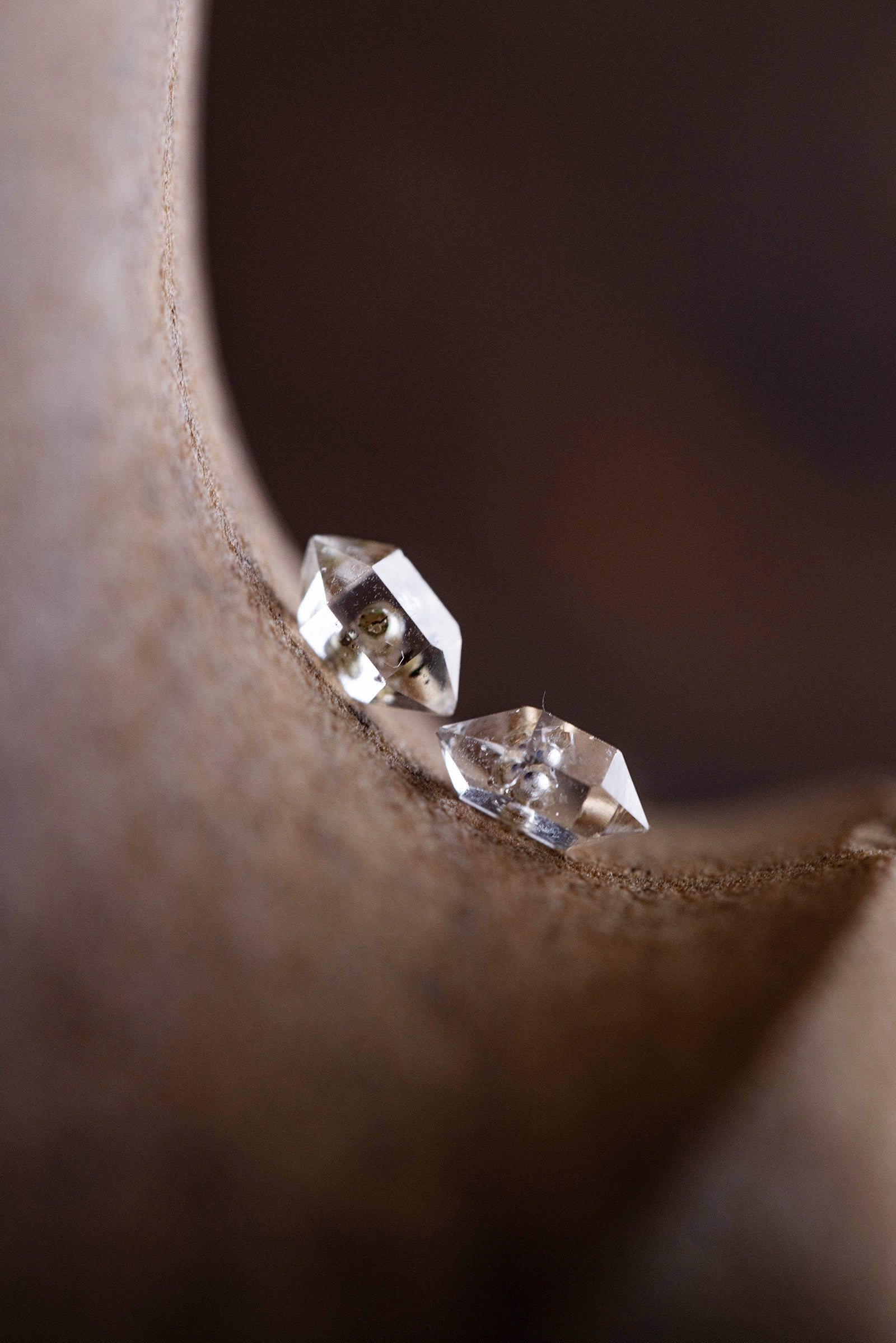 18K herkimer quartz rough stone earrings (pair)