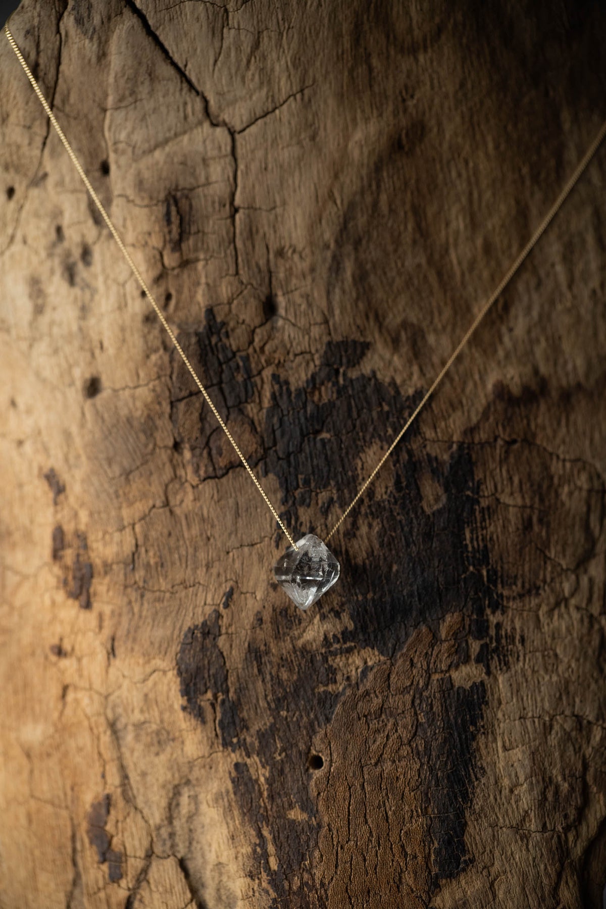 18K necklace ( herkimer quartz )