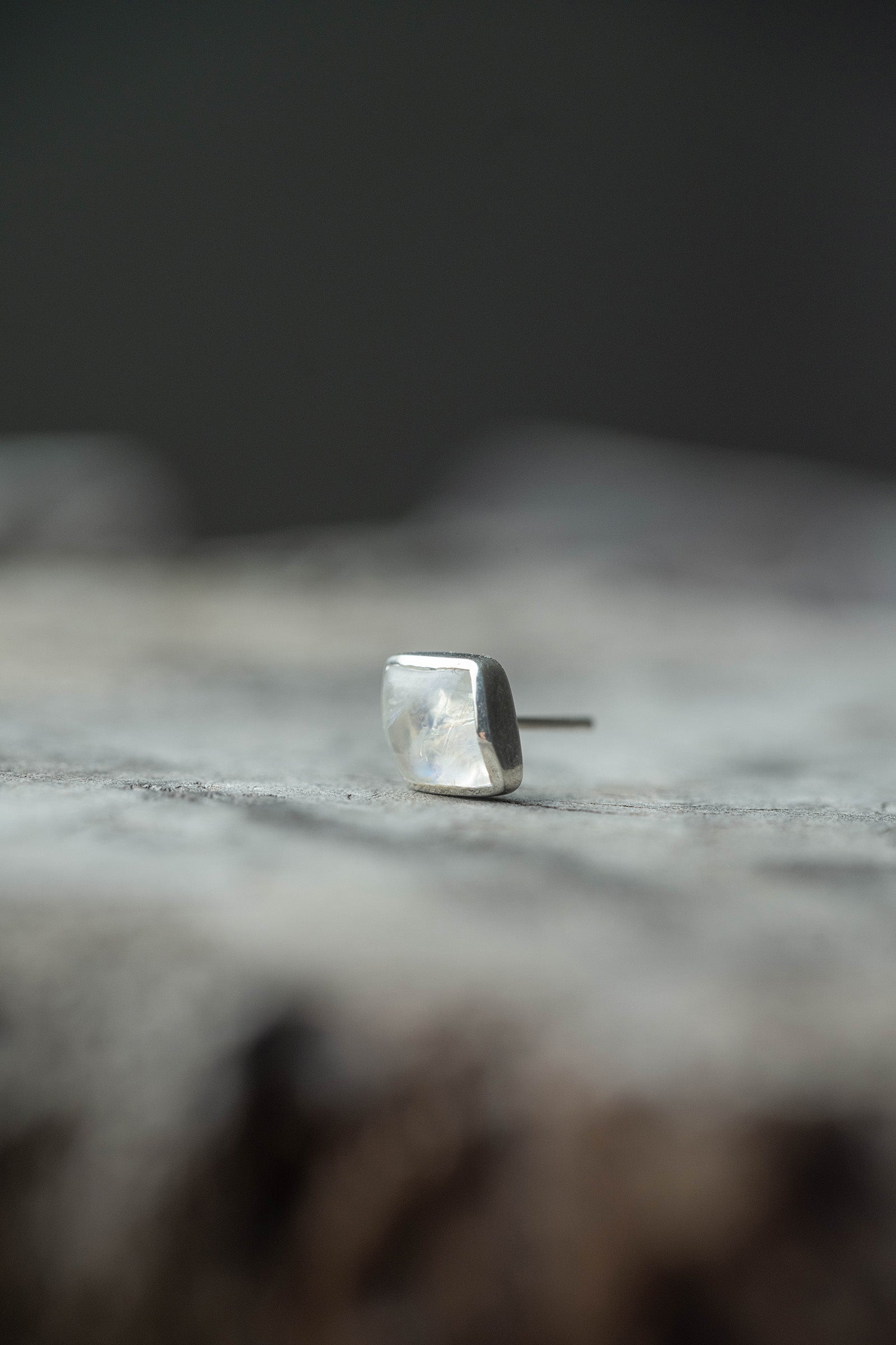 silver earrings pair rainbow moonstone