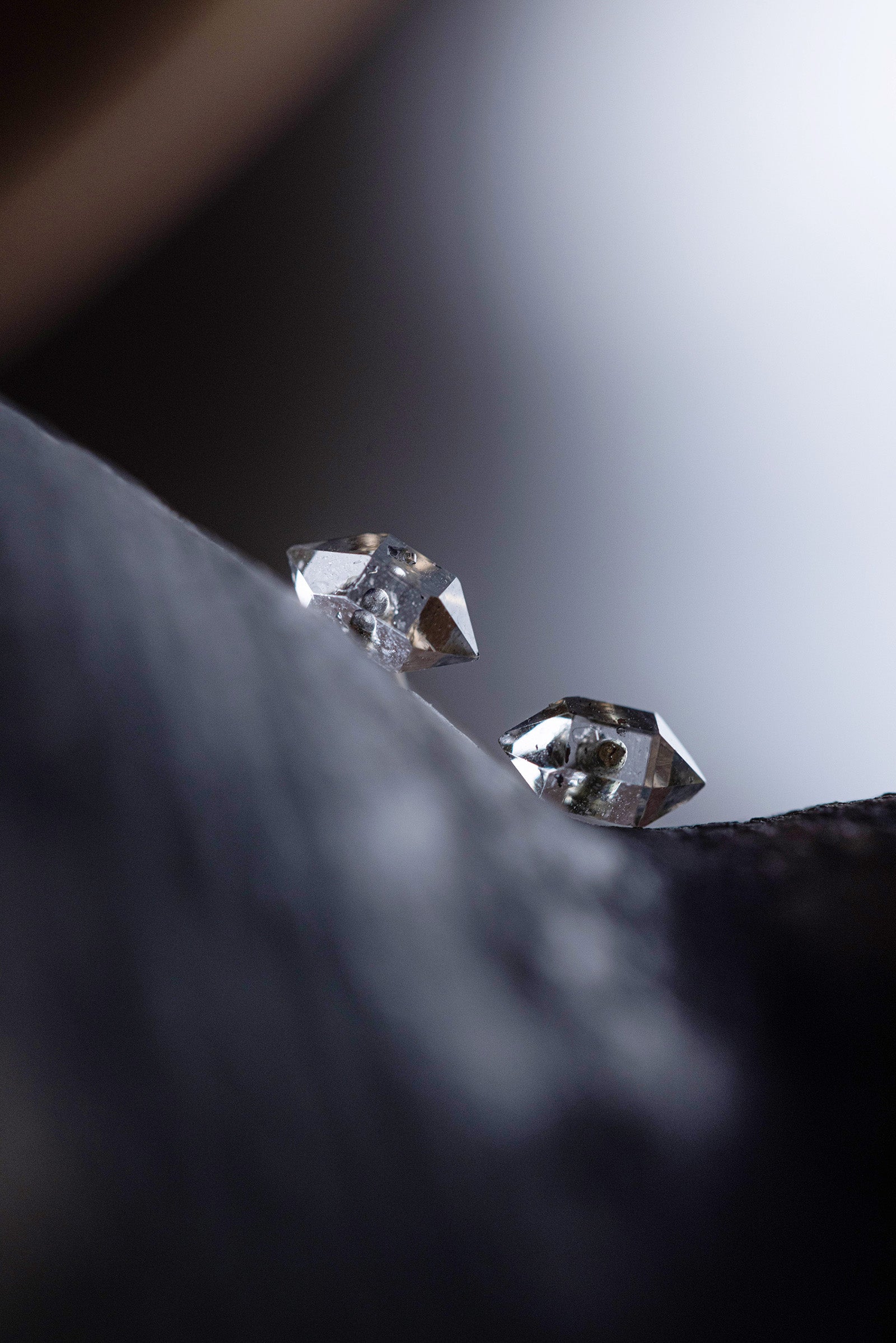 18K herkimer quartz rough stone earrings (pair)