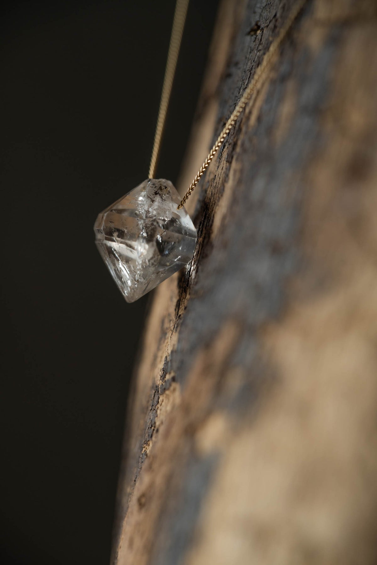 18K necklace ( herkimer quartz )