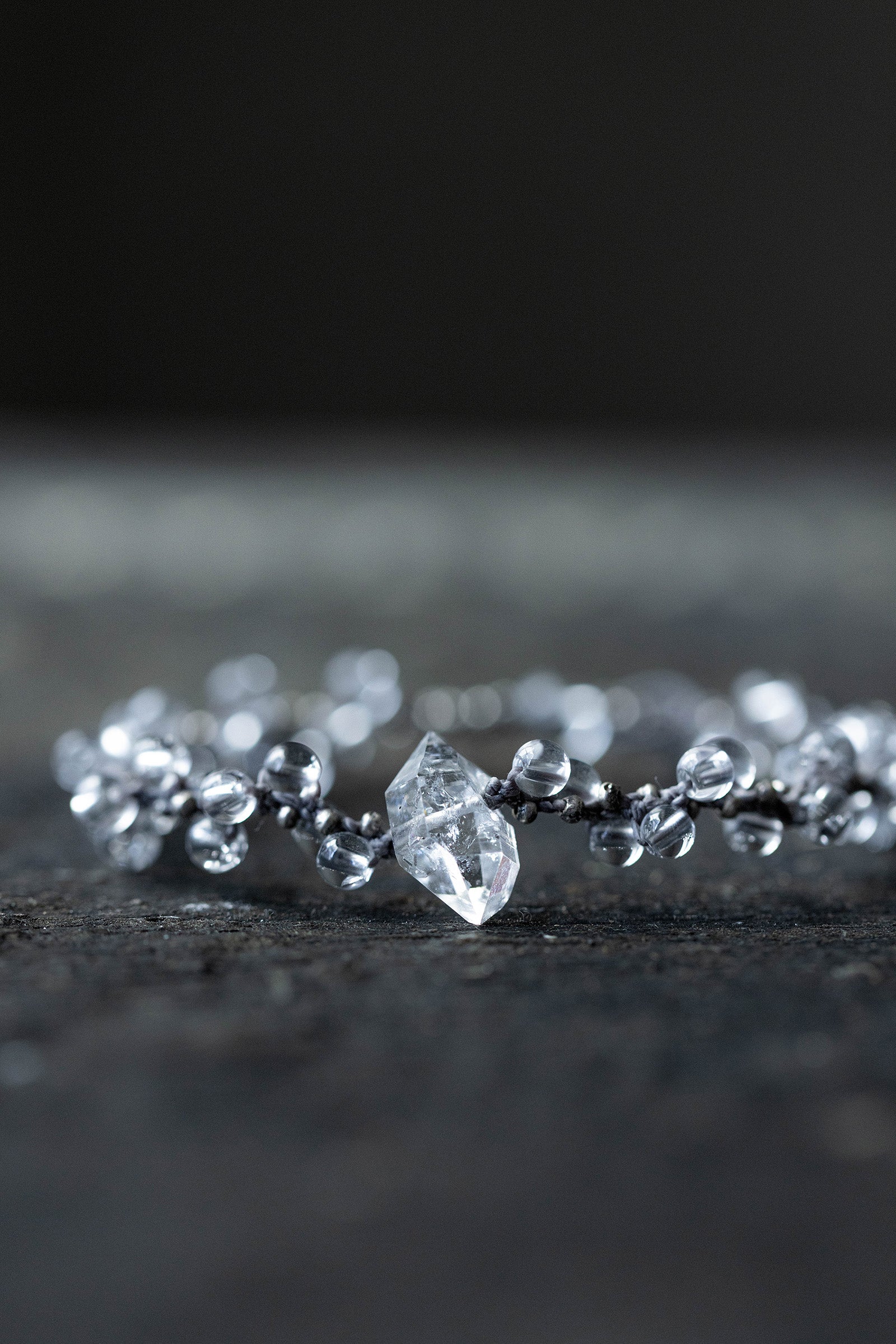 crystal beads bracelet (Herkimer quartz)