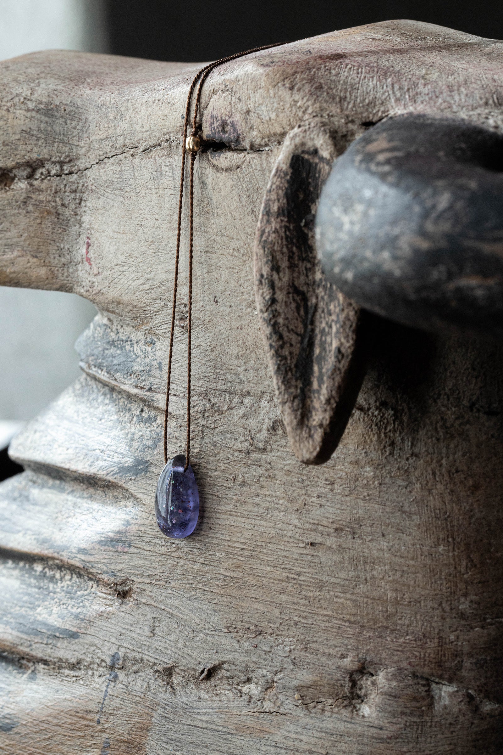 silk cord necklace (elestial quartz)