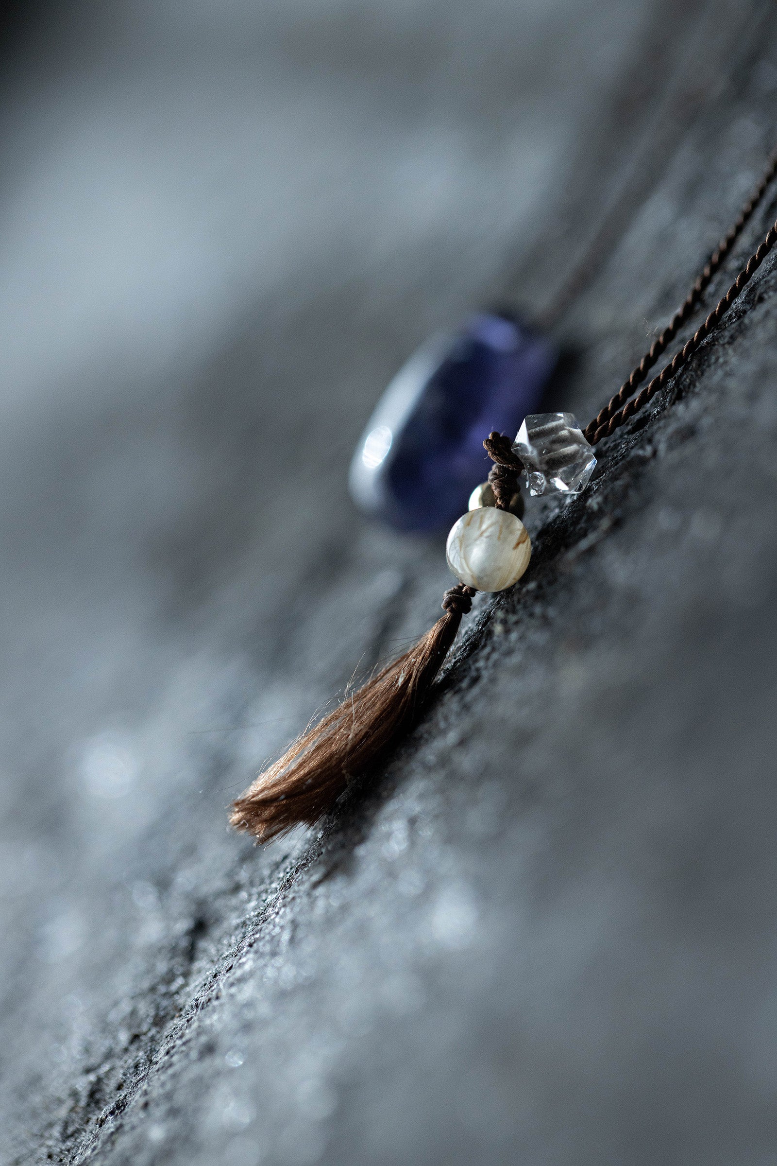 silk cord necklace (elestial quartz)