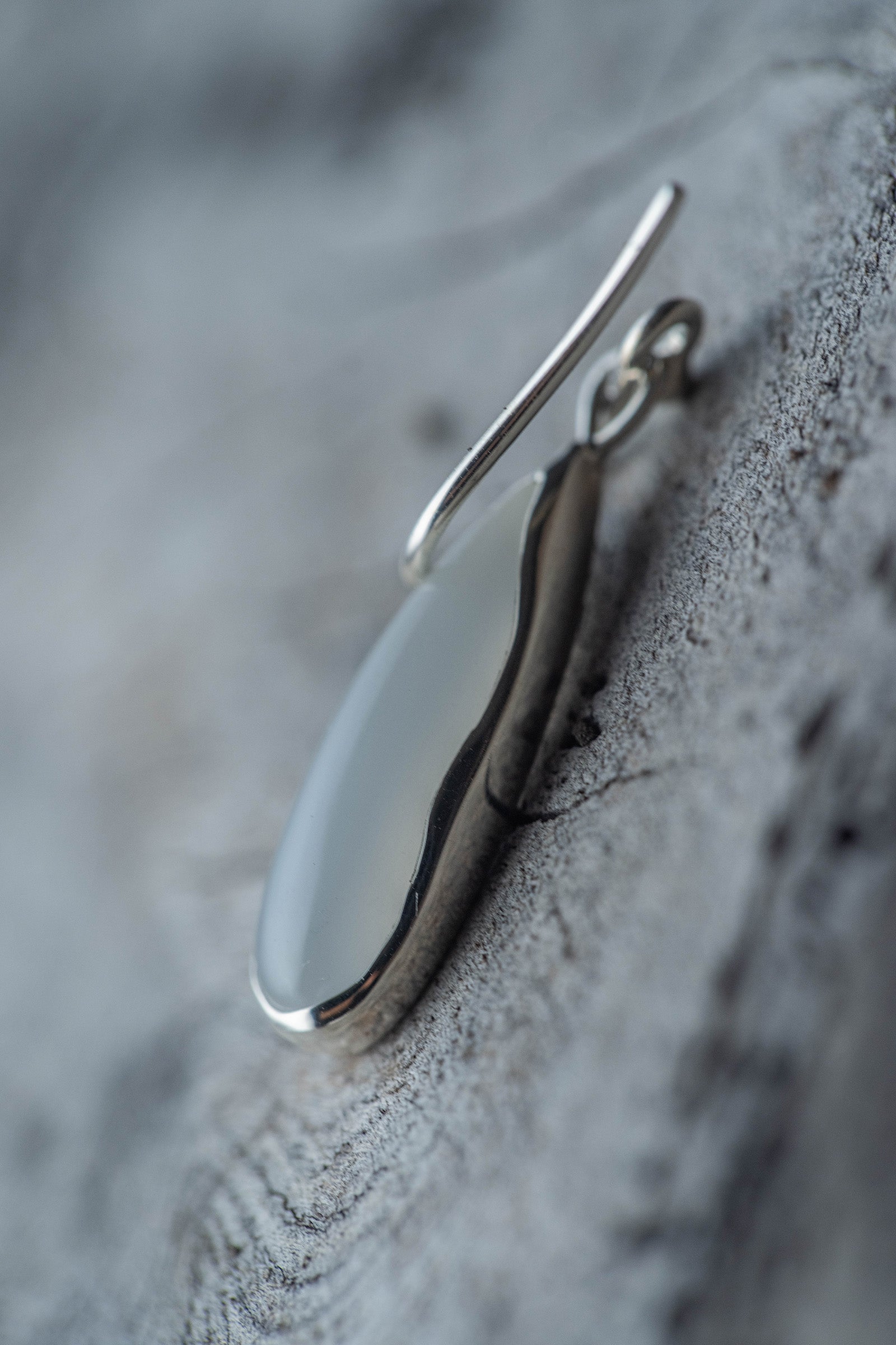 silver hook earrings pair moonstone drop