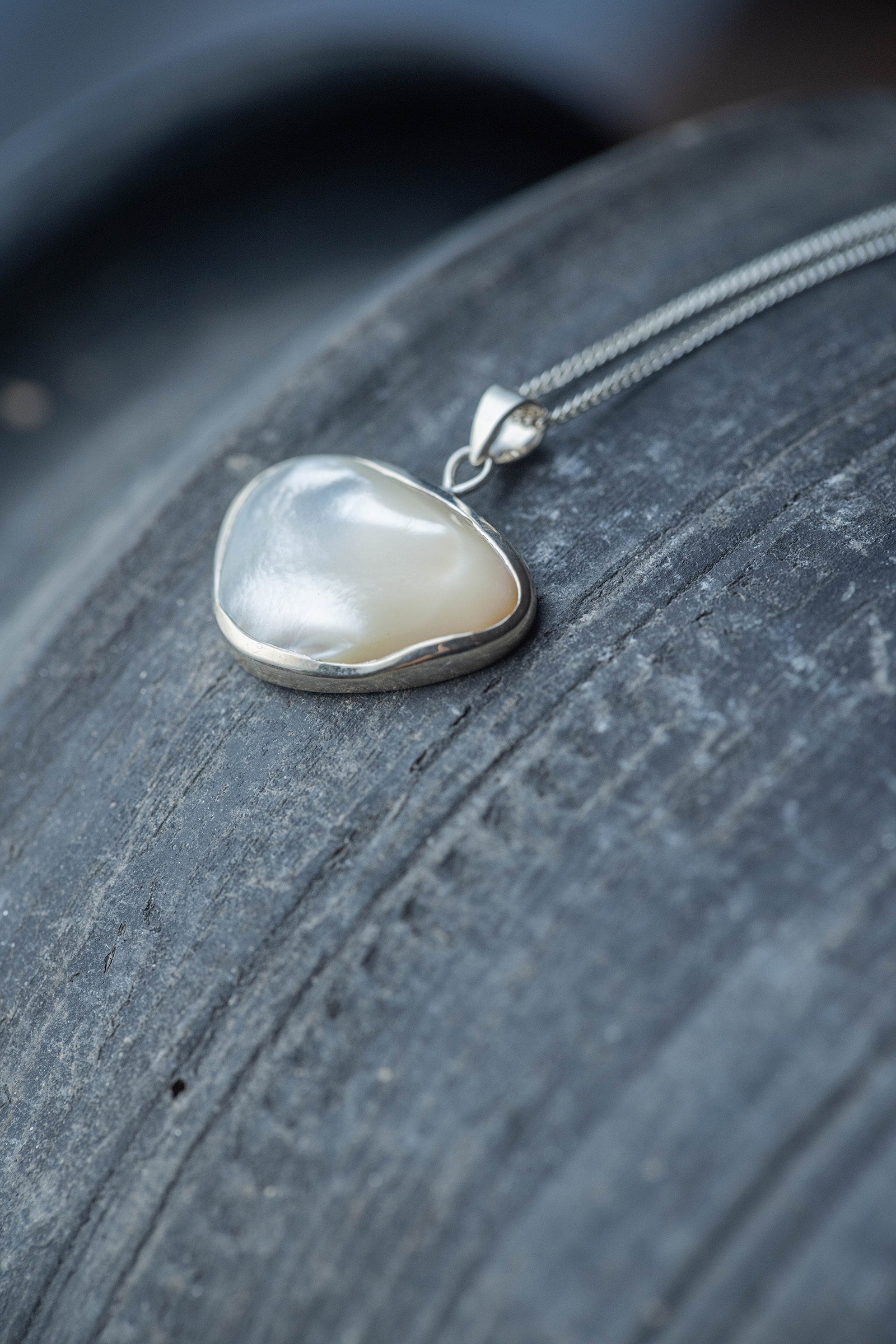 silver necklace pearl -2